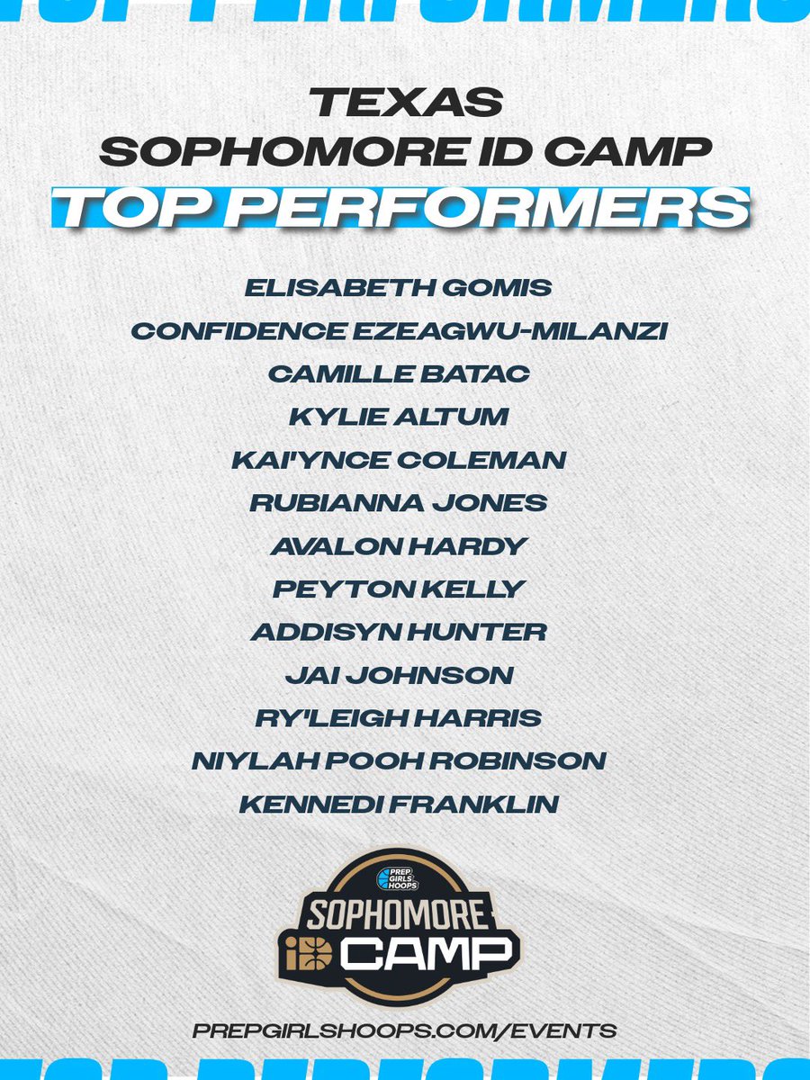 PrepGirlsHoops's tweet photo. Texas Freshman &amp; Texas Sophomore ID Camp Top Performers. 🏀🎯 @PGHTexas 

#WherePlayersBecomeProspects #PGHTexasFreshmanShowcase2026 
#PGHTexasSophmoreIDCamp2026 https://t.co/qBIGxnJKZT