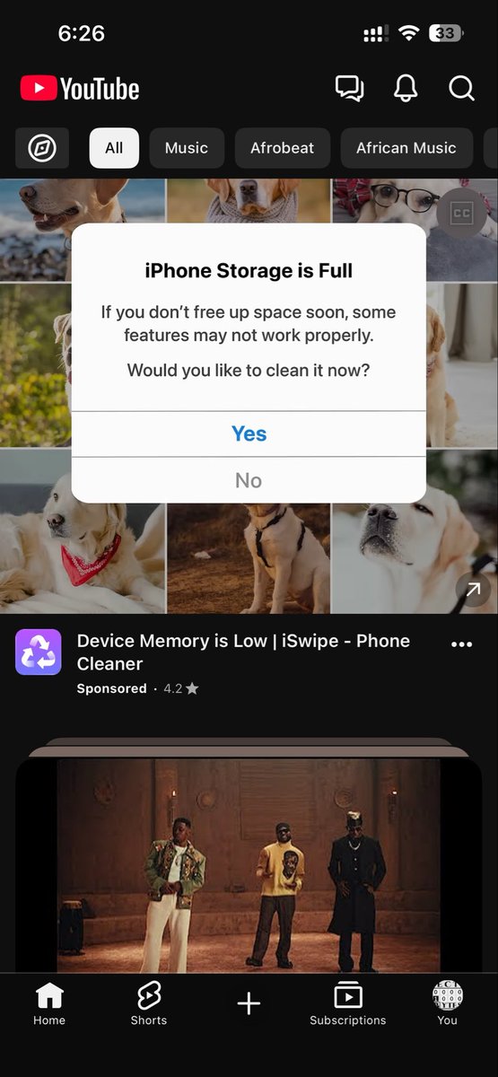ecibytes's tweet photo. What size this on @YouTube 

An advert popping a interface lying to me that my storage is full.

What sort of advert is this @YouTube 

Be wary People!!! https://t.co/zGshR91Wcm