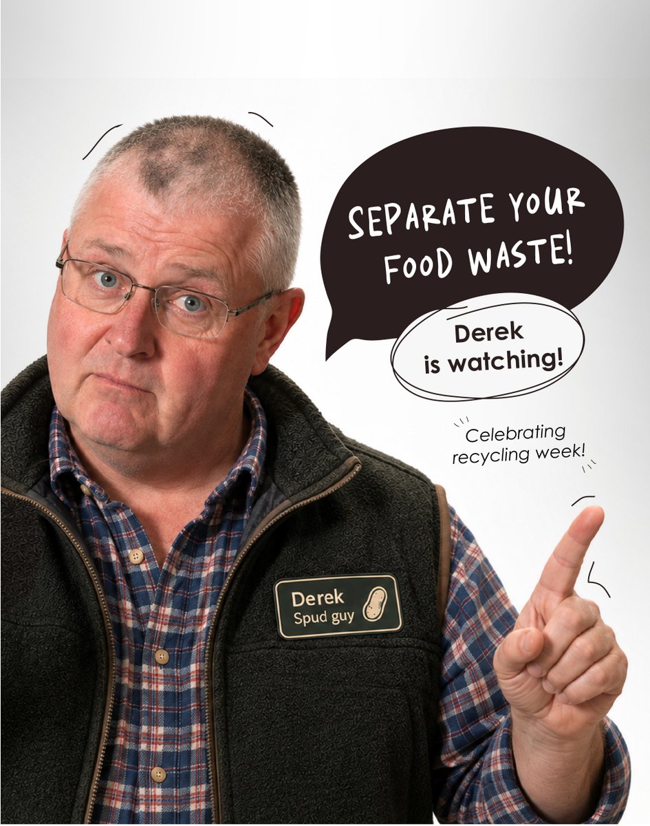 Kompost_World's tweet photo. It’s #RecycleWeek &amp; Derek has his eye on the bins! 
♻️ Rescue your recyclables
🌱 Separate your food waste

Peelings, eggshells and leftovers can all be collected separately from your general rubbish

#RescueMe #Kompost #FoodWaste #Recycling #CompostableBags #SustainableLiving https://t.co/tdkLpa5ot9