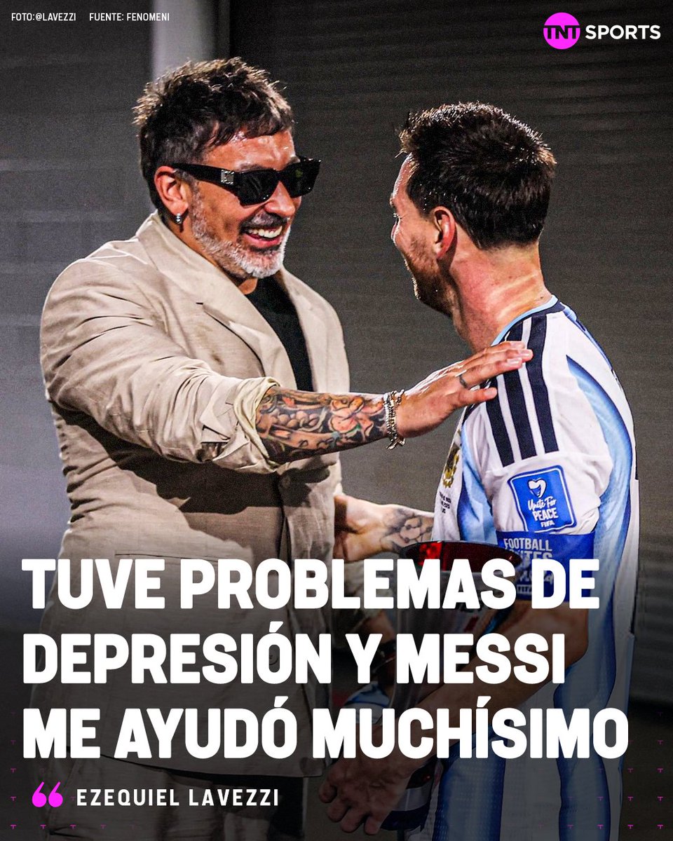 TNTSportsAR's tweet photo. POCHO LAVEZZI Y EL ACOMPAÑAMIENTO DE LEO 🫂 🐐 

A corazón abierto, Ezequiel Lavezzi se refirió a sus problemas de depresión y dio detalles de la compañía vital de futbolistas como LIONEL MESSI, DIEGO MARADONA y más 🇦🇷 

🗣️ “Tuve problemas de depresión, estuve internado en una clínica, estoy tomando medicamentos y haciendo un tratamiento. Diego era un hombre especial. De noche venía a la habitación a hablar con los jugadores, con él podíamos hablar de todo", aseguró 'Pocho'.

Y se refirió a Messi: “Con él tengo una amistad especial, hablamos de muchas cosas, es una persona fantástica. El mundo del fútbol estuvo muy cerca de mí, muchísimos me acompañaron, como Messi, Agüero, Paolo Cannavaro“.