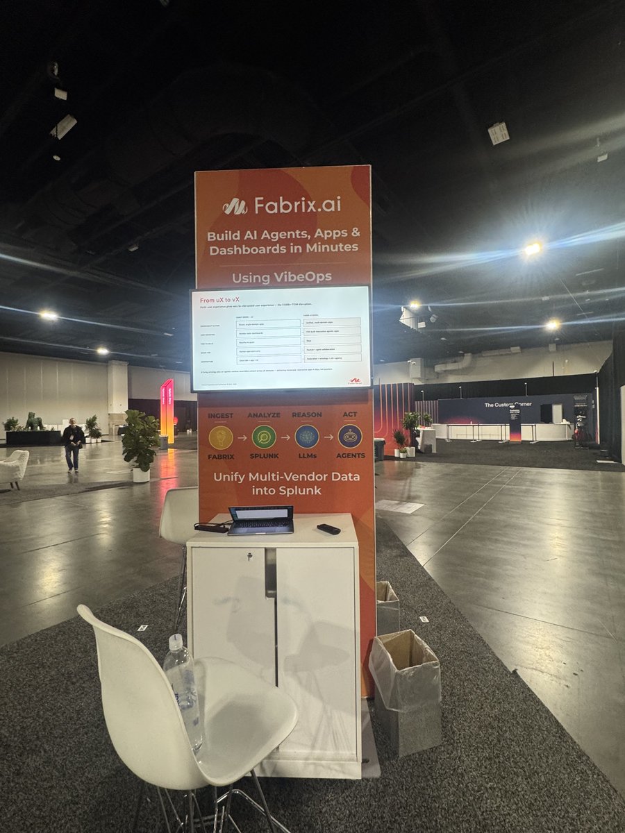 TheFabrixAI's tweet photo. Great energy at @splunk #conf26 in Denver. @TheFabrixAI is here as a sponsor, and our team is on the floor meeting with customers, partners, and attendees to talk about Governed #VibeOps, #AgentOps, and the future of enterprise operations.

The conversations have been strong, and it's been great connecting with the #Splunk community throughout the event. If you're at .conf26, stop by Booth P17 and say hello, or book a time with our team here: https://t.co/fP9XSjug0e

@shail_manjrekar @tprayaga @bkrishnamsetty @SplunkPartners #SplunkConf