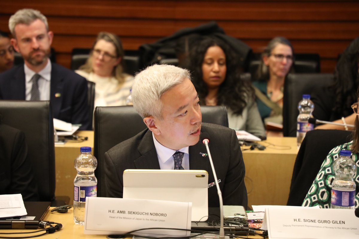 AUC_PAPS's tweet photo. The launch brought together distinguished partners and representatives who delivered welcoming remarks, reaffirming their support for the Women, Peace and Security agenda and welcoming the launch of the OSE-WPS Strategic Plan 2026–2028: H.E. Amb. Adam Drury 🇬🇧, H.E. Parfait Onanga-Anyanga 🇺🇳, Ms. Natascha Skjaldgaard 🇩🇰, H.E. Signe Guro Gilen 🇳🇴, H.E. Amb. Sekiguchi Noboro 🇯🇵 and H.E. Ms. Sophia Nyamudeza 🇿🇼

#WPS #WomenPeaceSecurity #AUPeaceAndSecurity
@_AfricanUnion @AUC_OSEWPS @AU_WGYD
@FemWiseAfrica @UNOAU_ @unwomenAU
@FCDOGovUK @UNITAR @NorwayAU @Denmark_Addis @IrlEmbEthiopia @JapanMissionAU