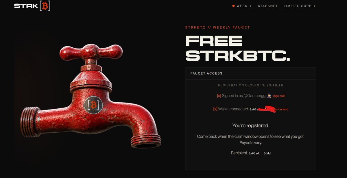 ramdev_saini18's tweet photo. Get Free UPTO $100 strkBTC by @Starknet 

Step:
1. Goto web > connect X : https://t.co/7JpGOAJxU2  

2. Now, connect your @Xverse wallet. If you don’t have an Xverse wallet, create a new one and then connect it. https://t.co/cfvoxppH9x

3. Click registration >now wait for 7 days https://t.co/hQBHxWSC3w