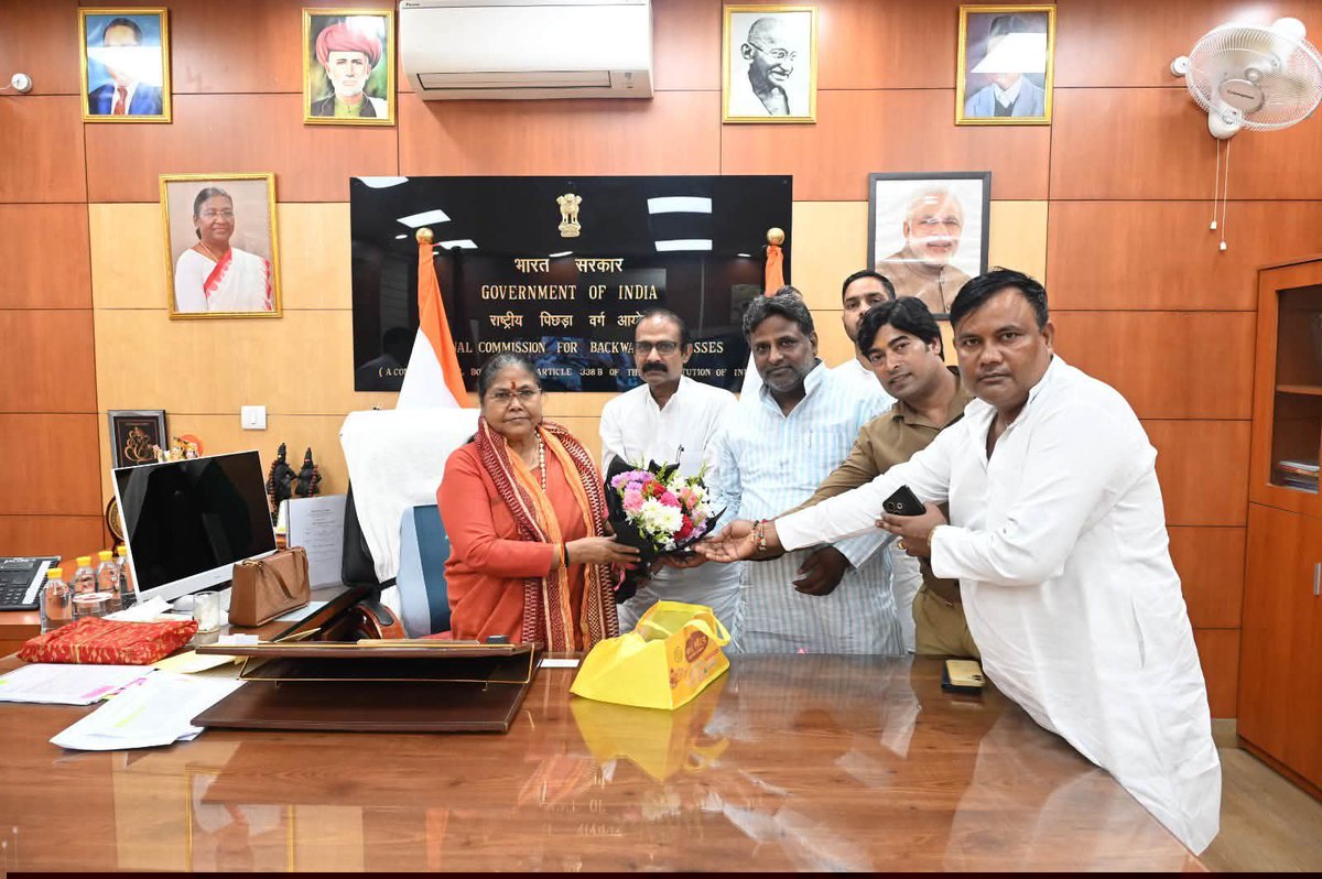 NCBC_INDIA's tweet photo. नई दिल्ली, राष्ट्रीय पिछड़ा वर्ग आयोग कार्यालय में माननीय अध्यक्ष साध्वी निरंजन ज्योति जी से मध्य प्रदेश , हरियाणा और उत्तर प्रदेश के विभिन्न पिछड़ा वर्ग संगठनों के प्रतिनिधियों ने शिष्टाचार भेंट कि। https://t.co/Lxw2PrIuBg