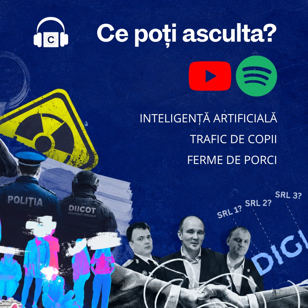 Context_ro's tweet photo. 🎧 Asculți azi despre...
... copiii din centre de plasament și traficul de persoane?
... fermele de porci și apele contaminate?
... companii angajate de #SRI pentru construirea unui laborator digital destinat testării modelelor #AI?
▶️Spotify: https://t.co/tkQIUgYfyQ https://t.co/lU49zJ7jxo
