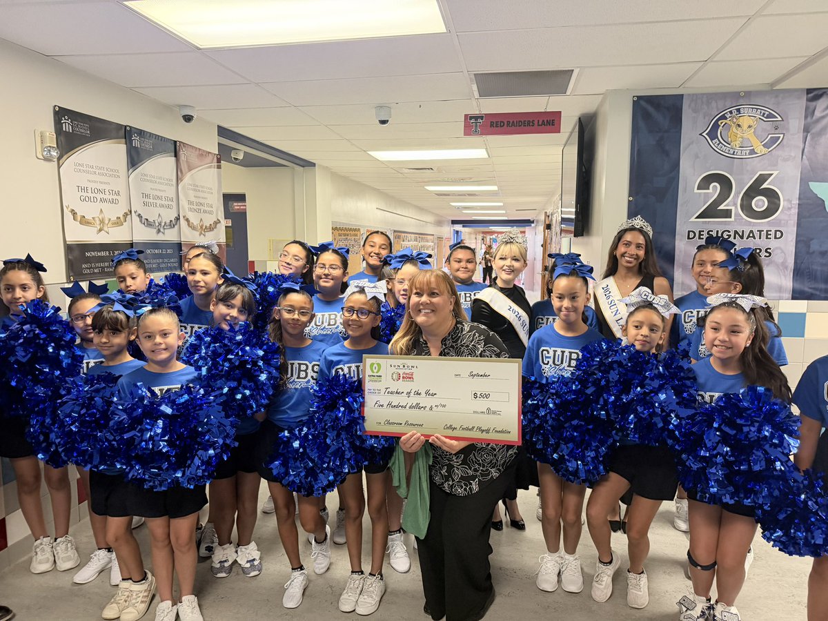 EAldaco_WDS's tweet photo. Our very own @Laura_TMedina received a surprise visit from @SunBowlEP to recognize her Teacher of the year accomplishment. We are so proud of her! @SurrattCubs https://t.co/TQbh5fOQEK
