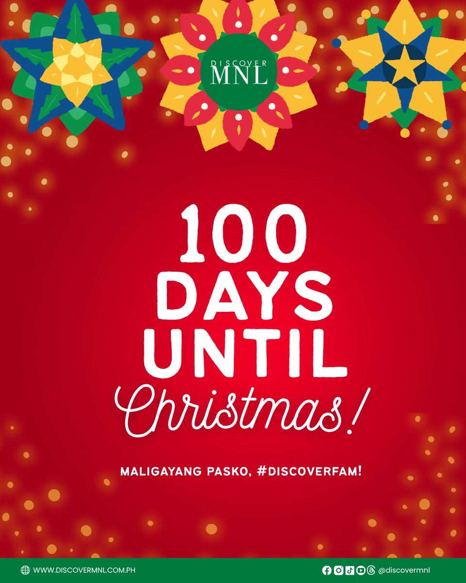 DiscoverMnl's tweet photo. 🎄✨ 100 DAYS TILL CHRISTMAS, #DISCOVERFAM! ✨🎄
Just a little reminder that you’ve survived everything life has thrown at you so far. You made it through the hard days, the good days, and everything in between. 🥹❤️
Keep going, #DiscoverFam. You’re doing great🤍
#DiscoverMNL https://t.co/86SLGG0Wyb