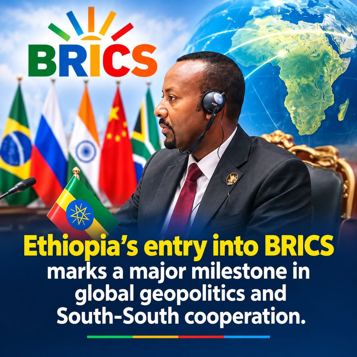 zuber_abagiddi's tweet photo. A new chapter for African diplomacy and economic resilience! 🇪🇹🌍 Ethiopia’s role in BRICS amplifies the continent's voice on the world stage driving food security, tech innovation, and sustainable growth from the ground up.
​#Ethiopia  #Africa #GlobalSouth #EconomicResilience https://t.co/67kljb9Ohq