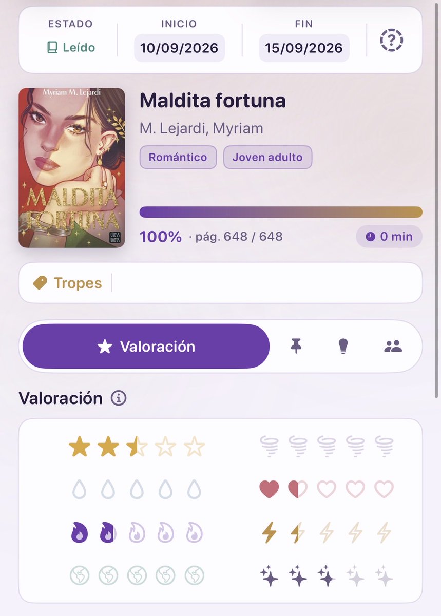 Leaneri90's tweet photo. Adjunto por aquí mi valoración del libro 📖

#MalditaFortuna #LecturaTerminada #Libros #BookTwitter #Lectores #ClubDeLectura #Mistbook https://t.co/n1pv412iL8