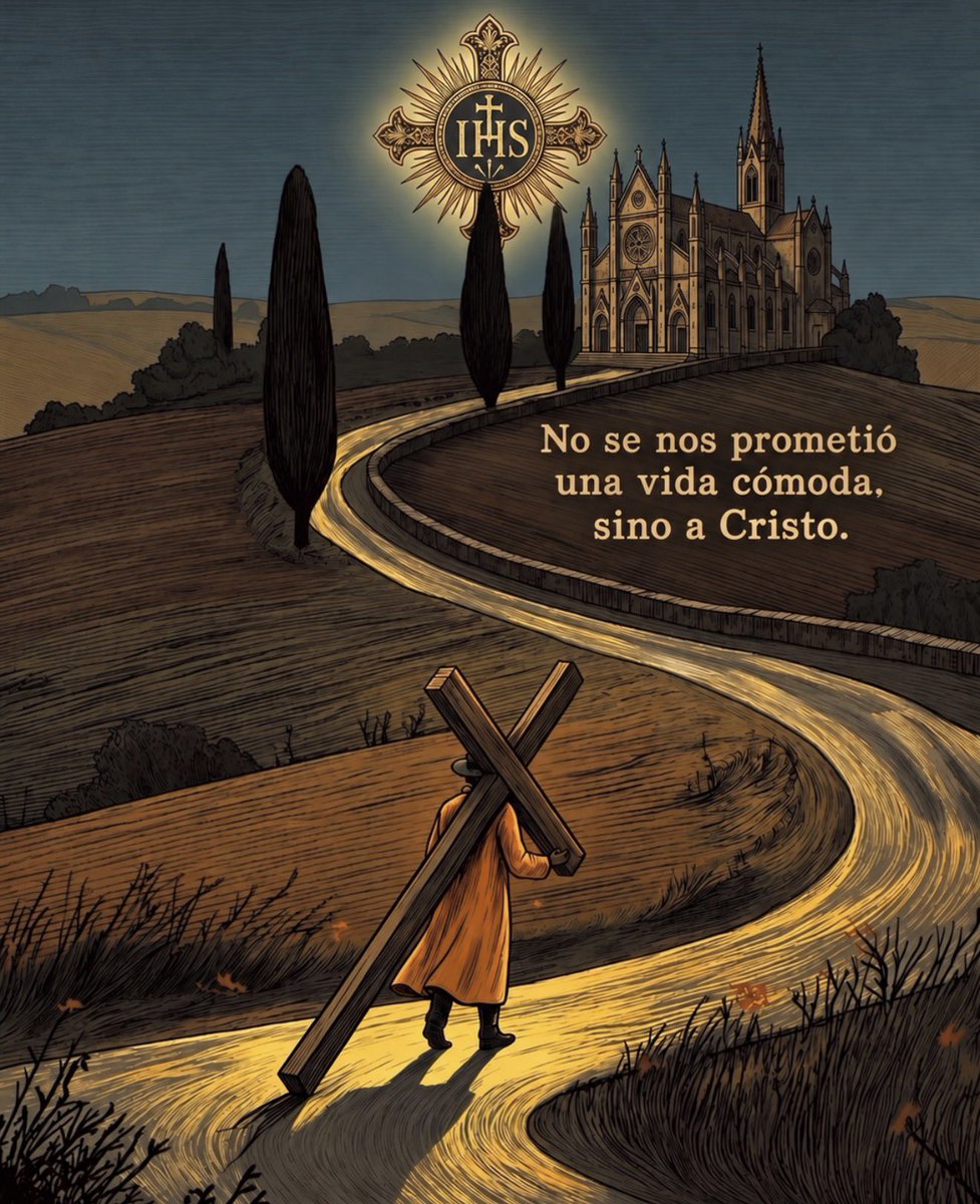 ancuevasm's tweet photo. Nos vendieron la idea de que una vida buena es una vida sin sufrimiento. Cristo nunca prometió eso.

No se nos prometió una vida cómoda, sin problemas ni heridas.

Se nos prometió algo mucho más grande: a Cristo.

Porque las dificultades van a llegar. La enfermedad, el fracaso, la pérdida, la incertidumbre, el dolor forman parte de nuestra condición humana.

La cuestión no es conseguir una vida en la que no tengamos que cargar ninguna cruz.

La cuestión es quién camina con nosotros mientras la cargamos.

Cristo no vino a garantizar nuestra comodidad. Vino a mostrarnos que el sufrimiento no tiene por qué tener la última palabra y que, unidos a Él, podemos atravesar incluso las situaciones más difíciles con esperanza.

El mundo nos dice: «Evita todo aquello que te haga sufrir».

Cristo nos dice: «Toma tu cruz y sígueme».

Porque quizá la verdadera felicidad no consista en tener una vida fácil, sino en descubrir que incluso en medio de la dificultad, no caminamos solos. 

🙏✝️