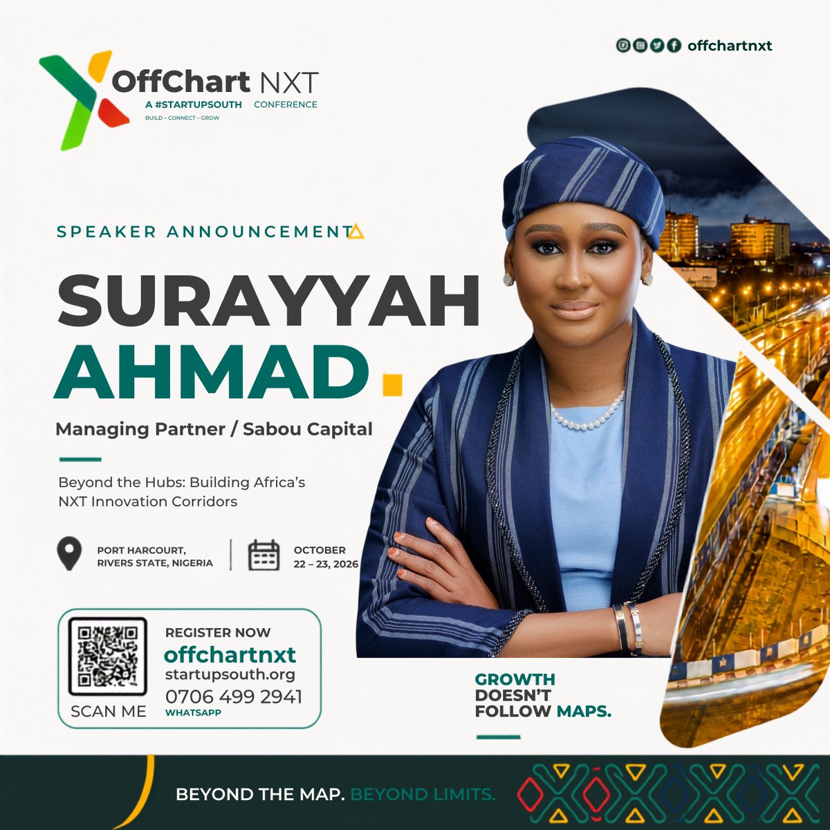 StartupSouthNg's tweet photo. .@Surayyah__ahmad joins OffChart NXT 2026 as a Speaker.
She leads the operationalisation of the $300M Youth Entrepreneurship Investment Bank(YEIB MANCO) Investment Funds and is a Founding Partner at @SabouCapital, backing high-growth SMEs

#OffChartNXT #GrowthDoesntFollowMaps https://t.co/b6LJRdB4yu