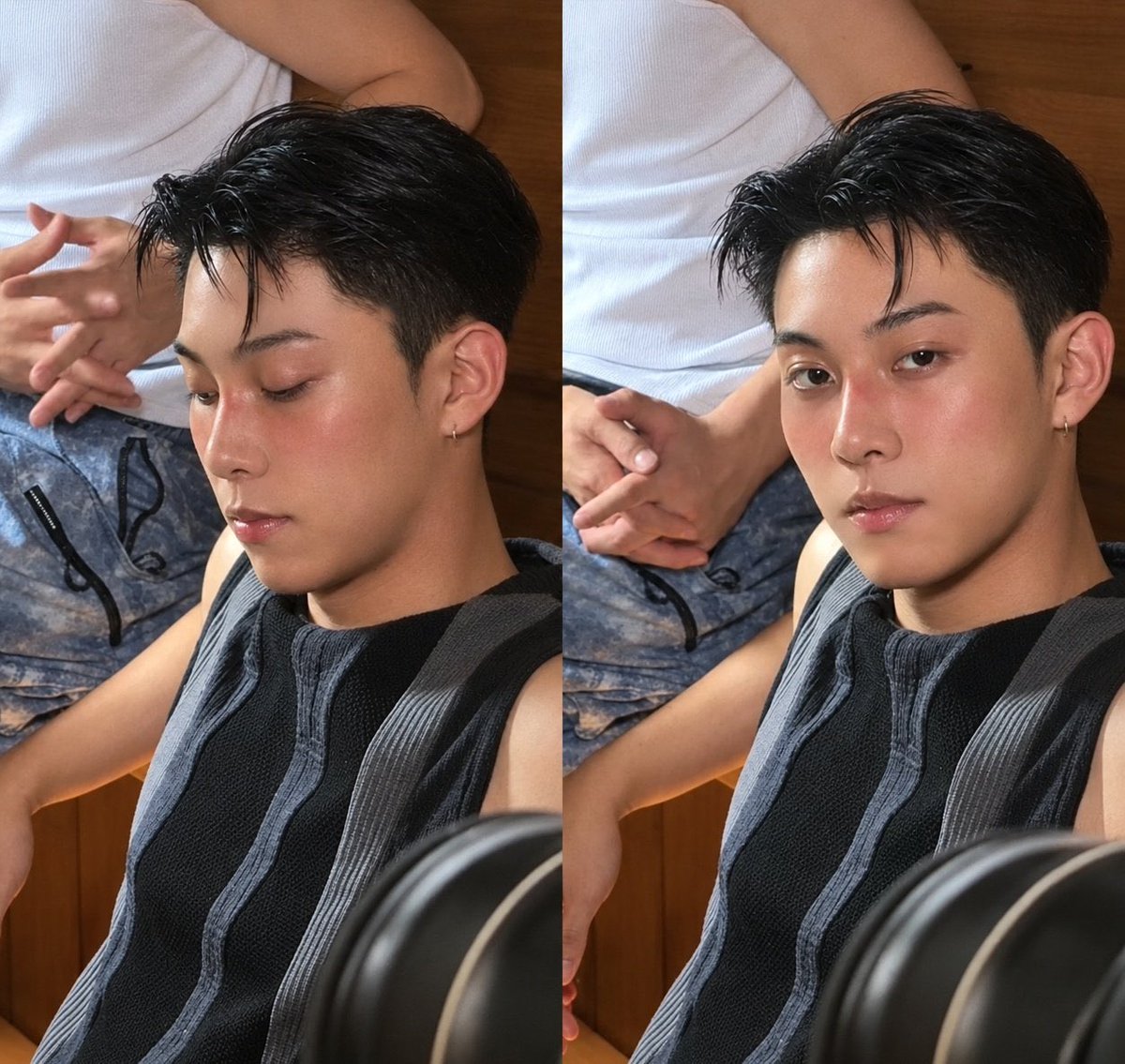 kuroryul's tweet photo. love how they manage to tone down his sharp feature with this makeup style hes so dreamy https://t.co/p4Hnz9jLnV