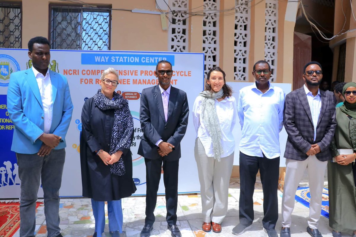 NCRIsom's tweet photo. 🇪🇺 EU Delegation Visits NCRI Reception &amp; Reintegration Centre.
NCRI Commissioner H.E. Liban Egal welcomed EU Acting Head of Mission H.E. Karin Gatt-Rutter &amp; Ms. Isabelle Ribot. 
The delegation met returning Somali citizens &amp;reviewed support services promoting dignity, protection. https://t.co/lDBKRo9kGU