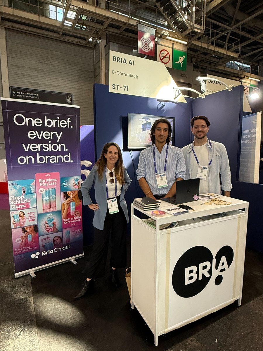bria_ai_'s tweet photo. ✨ Day 1 at @nrfeurope is in the books.

Great energy at House of Innovation today. Lots of great conversations about where retail is headed and how teams are rethinking visual content production at scale.

A recurring theme at our booth: teams need their creative pipeline to keep up with every market, format, and variant a launch demands. That's exactly what Bria Create is built for.

Thanks to everyone who stopped by. Looking forward to Day 2. 👀

#BriaAI #NRF2026 #RetailsBigShow #RetailInnovation #FutureofRetail