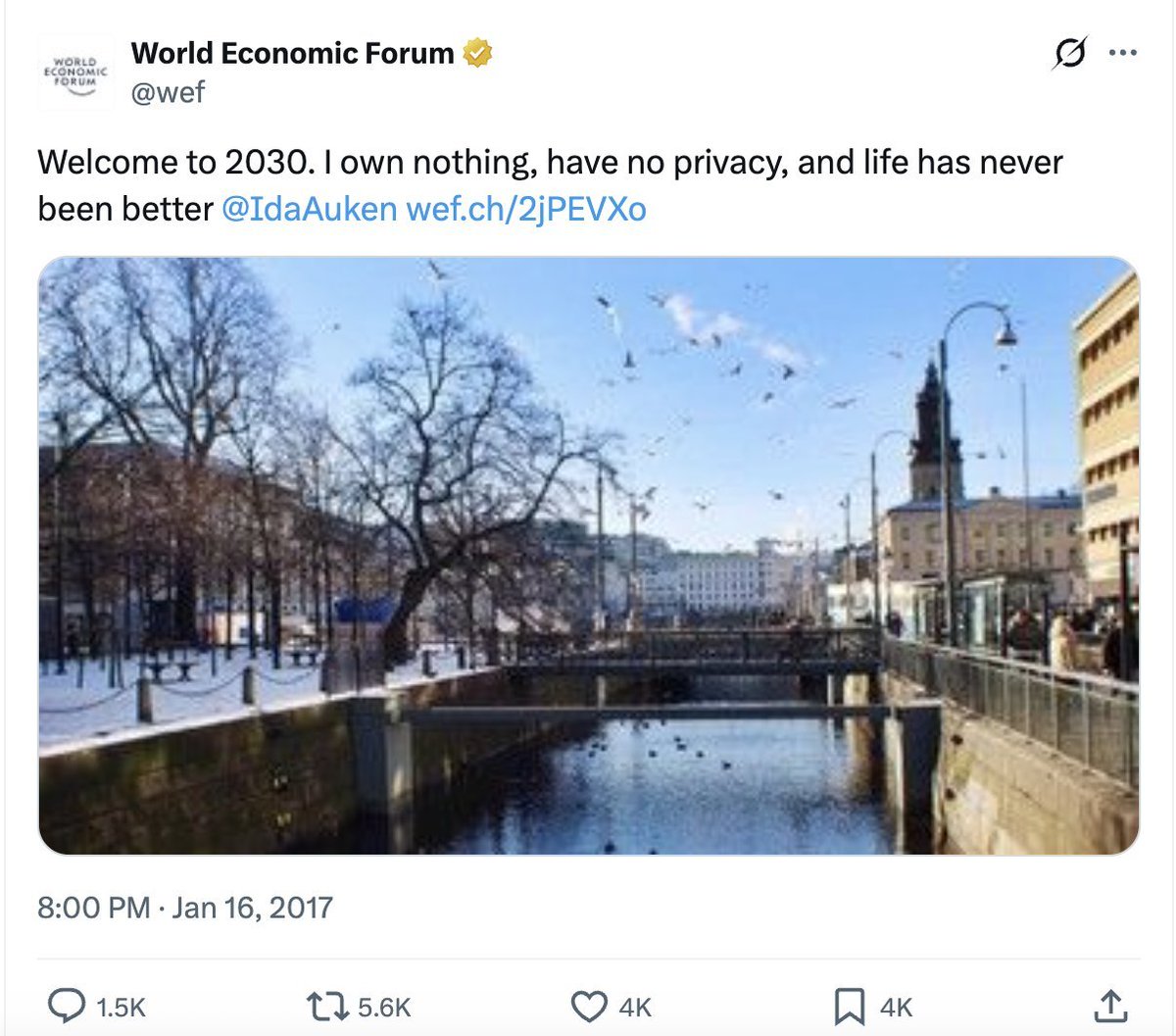 austin_fit76995's tweet photo. Funny that the WEF just deleted this post from 2017.

I guess it’s a good sign that they finally realized this isn’t a popular message. https://t.co/ryr08NCjrV