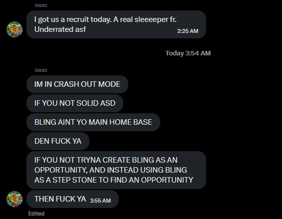 retrosUC's tweet photo. No longer in @BlingProtocol for 2x rostering and not calling Bling my "primary team". Sorry @Lewscid but UC is helping me out daily and supporting me, I haven't heard a peep from y'all in a week. If you want to be treated like a "primary team" you need to earn it you cornflake https://t.co/s1yAPz4rpP