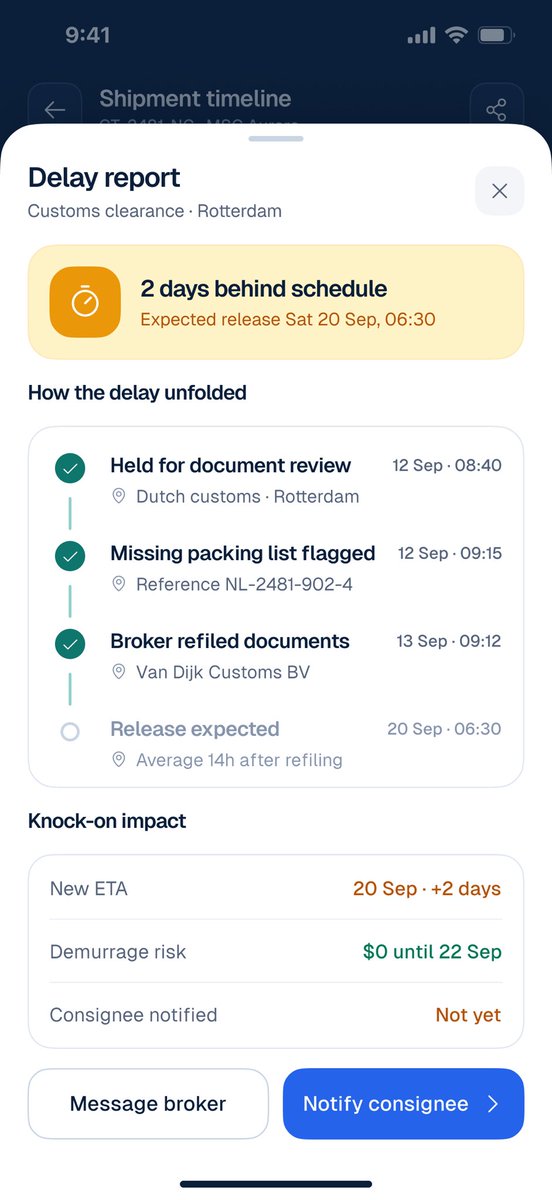 tp_dapson's tweet photo. Freight tracking, but make it actually tell you what’s going on. 🚢👀

Available for new design projects &amp; collaborations. Send me a DM 📩

#FreightForwarding #CargoTracking #SupplyChainTechnology #LogisticsTech https://t.co/y3TVI6PSsj