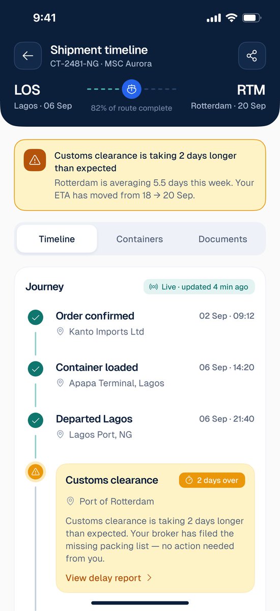 tp_dapson's tweet photo. Freight tracking, but make it actually tell you what’s going on. 🚢👀

Available for new design projects &amp; collaborations. Send me a DM 📩

#FreightForwarding #CargoTracking #SupplyChainTechnology #LogisticsTech https://t.co/y3TVI6PSsj