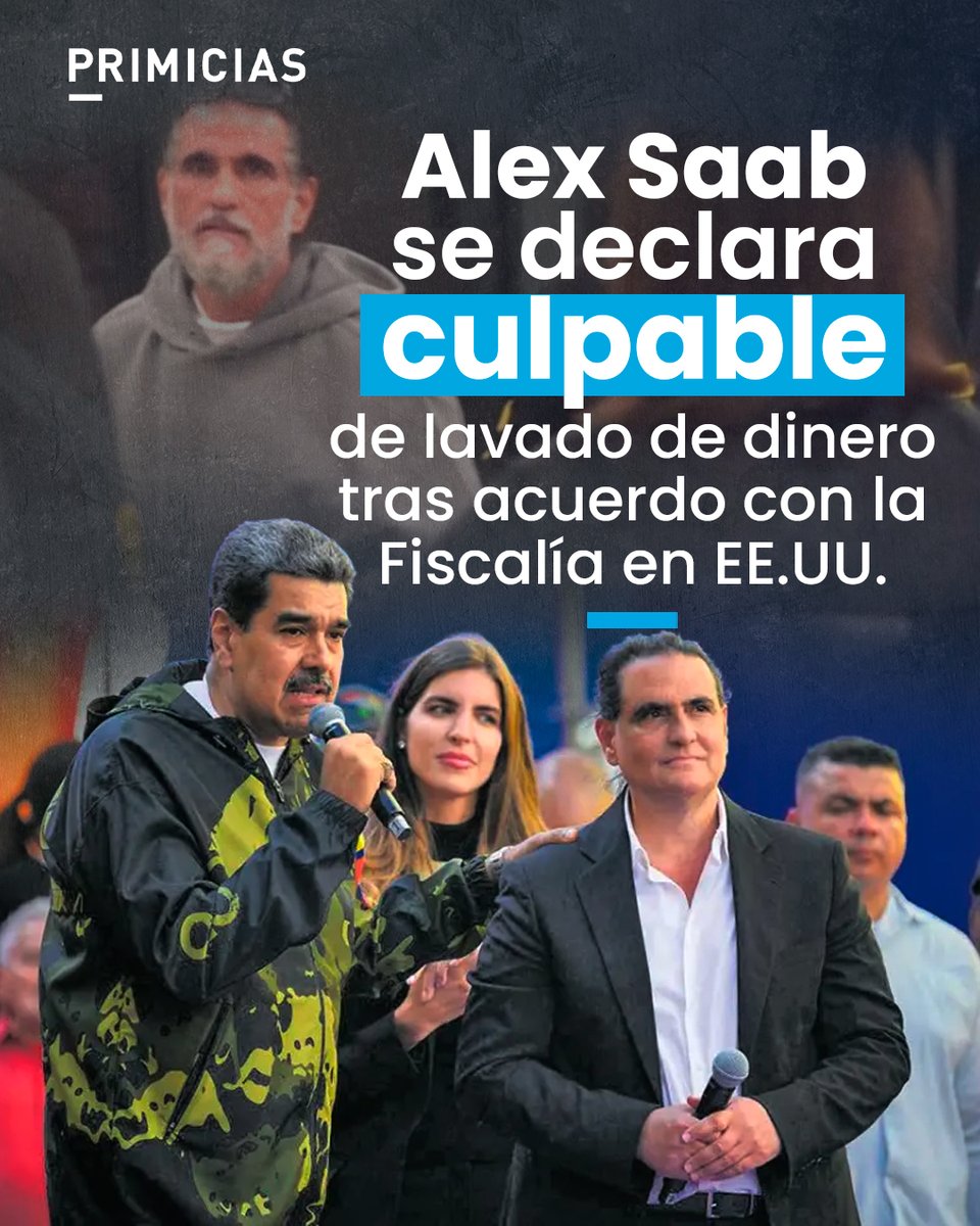 Primicias's tweet photo. El exministro del gobierno de Nicolás Maduro, Alex Saab, reculó y ahora decidió declararse culpable de los delitos que le imputa un tribunal de Florida, en Estados Unidos. 
https://t.co/x3bFmCLeLu https://t.co/Ln9q4wsqAG