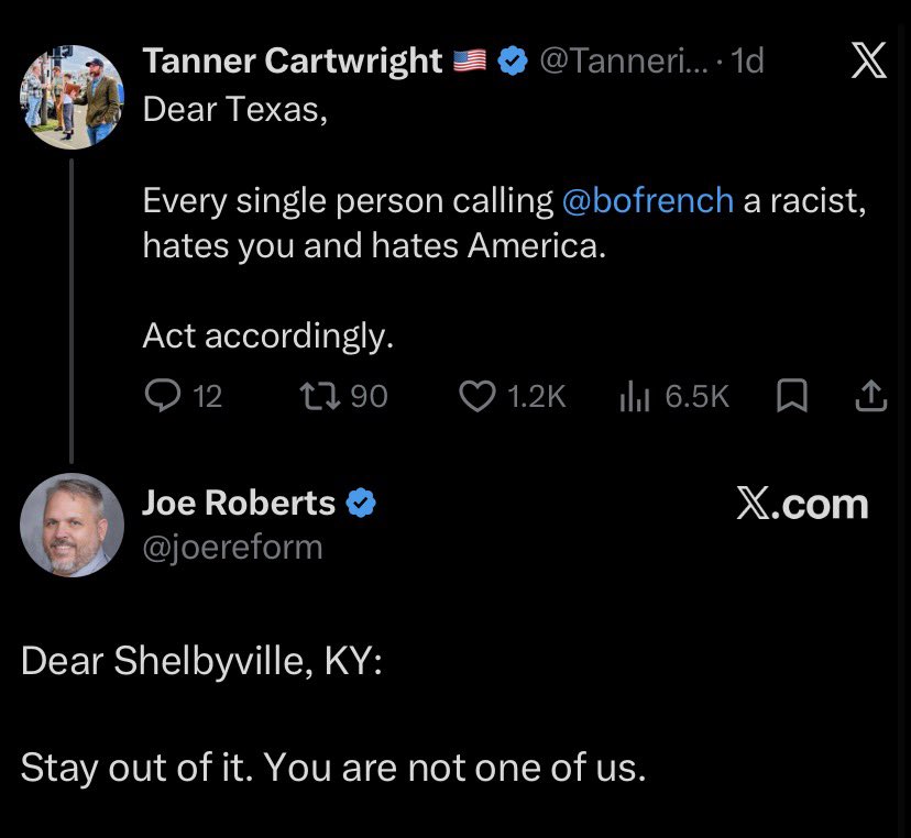 TanneriteCortez's tweet photo. It’s hilarious how an American who has been on the land for ten generations, has family in Texas and is from the State who sent the most volunteer’s to fight for Texas is “not one of us”
But brown people from India are just as Texan as Sam Houston.
They just hate their own people plain and simple.