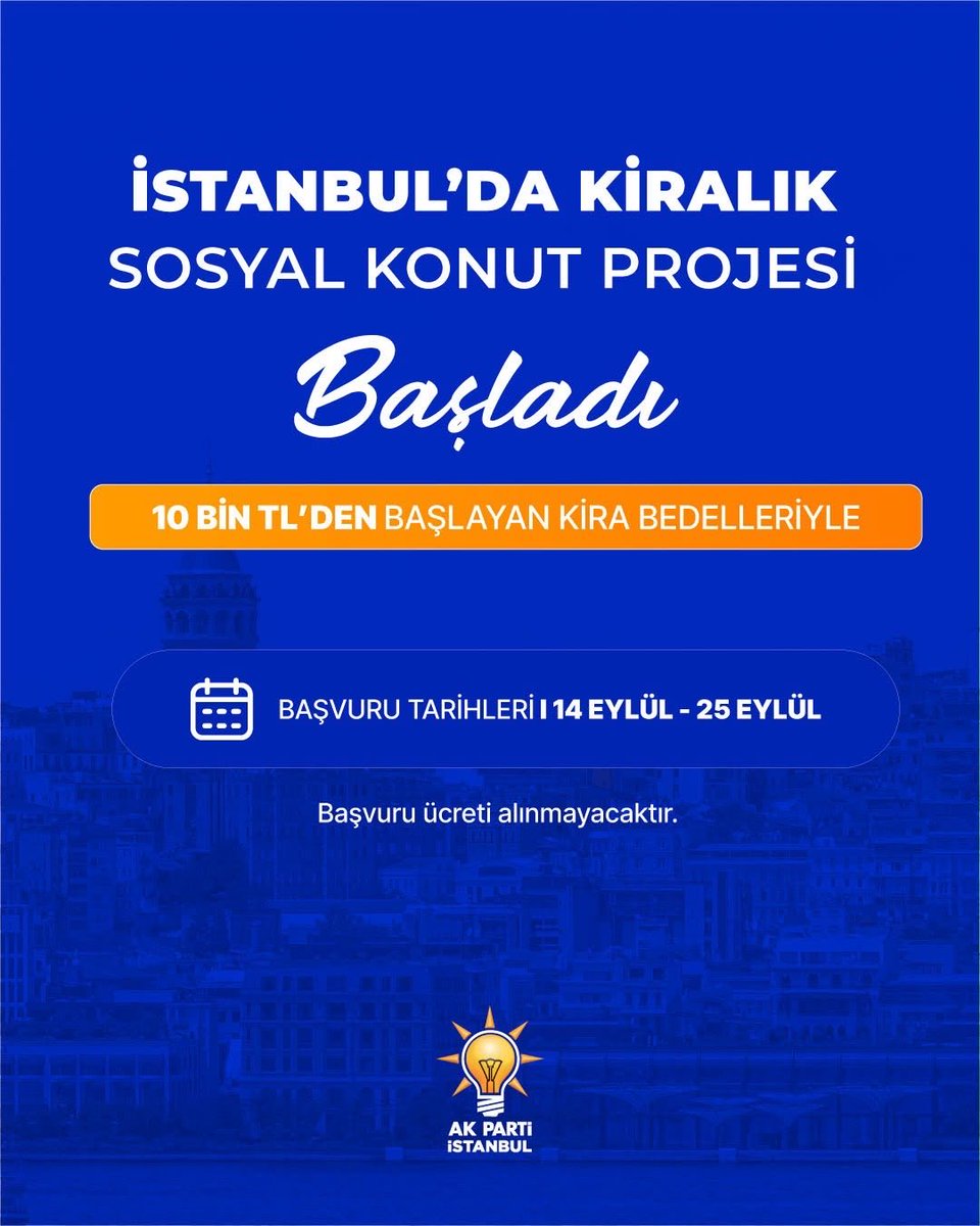 fatihsirmaci's tweet photo. Cumhurbaşkanımız Sn.Recep Tayyip Erdoğan’ın riyasetinde İstanbul’da Kiralık Sosyal Konut Projesi Başladı.

Başvuru Tarihi: 14 Eylül - 25 Eylül

@RTErdogan @abdullahozdemir @akpartiistanbul @akcekmekoy https://t.co/78jJUM5LhL