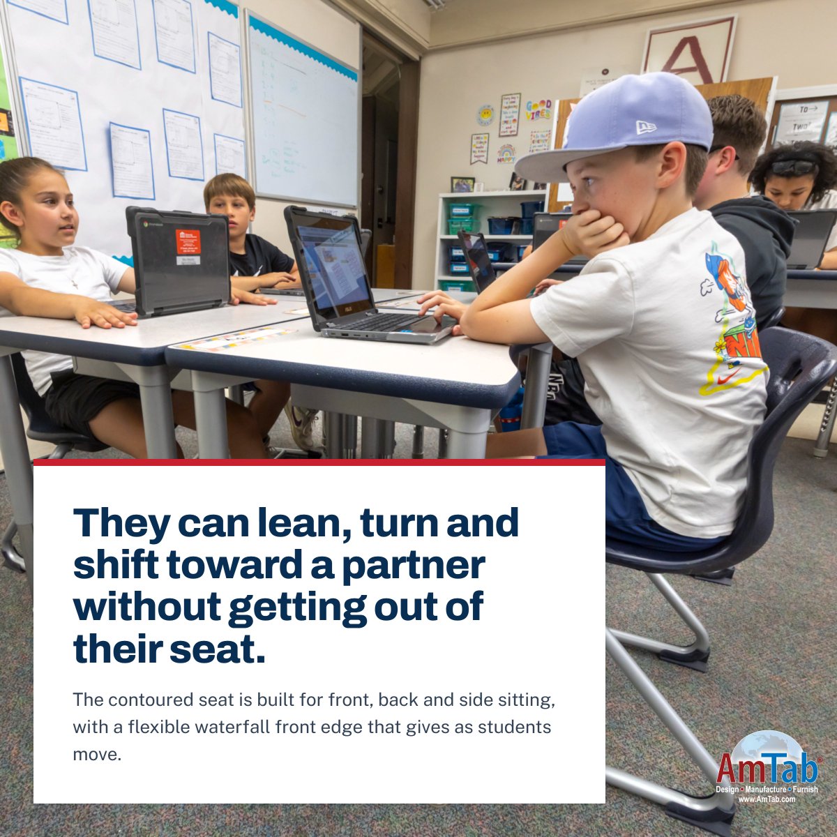 AmTab's tweet photo. Students spend about six hours a day in a classroom chair, so that chair needs to do more than simply provide a place to sit.

https://t.co/pTA4lzemNT https://t.co/oj3bSIAv5W