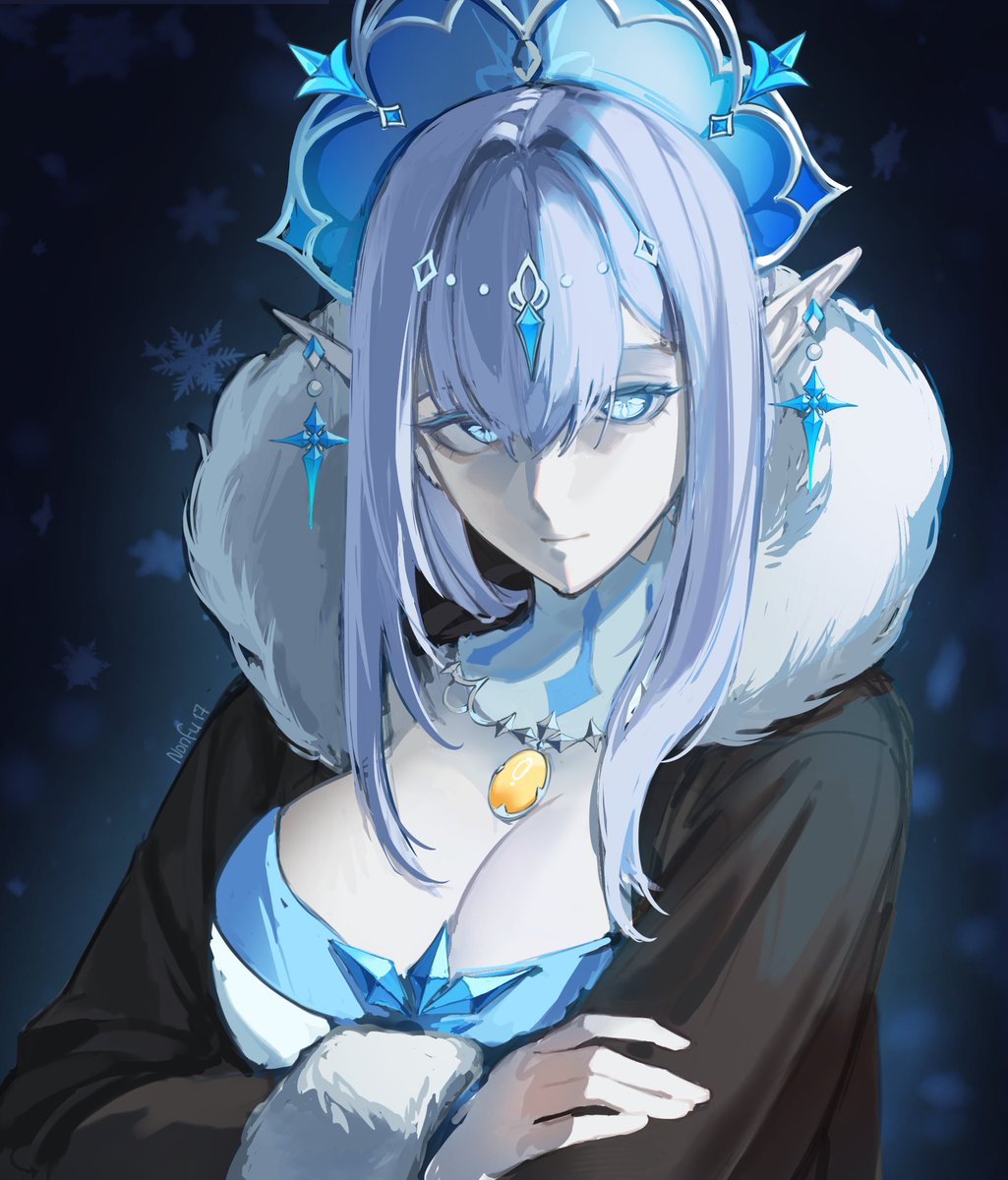 Nonfu17's tweet photo. Tsaritsa in the coat 🩵

#art #genshinimpact #digitalart #snezhnaya #ibispaint https://t.co/e0mWdYS3IB
