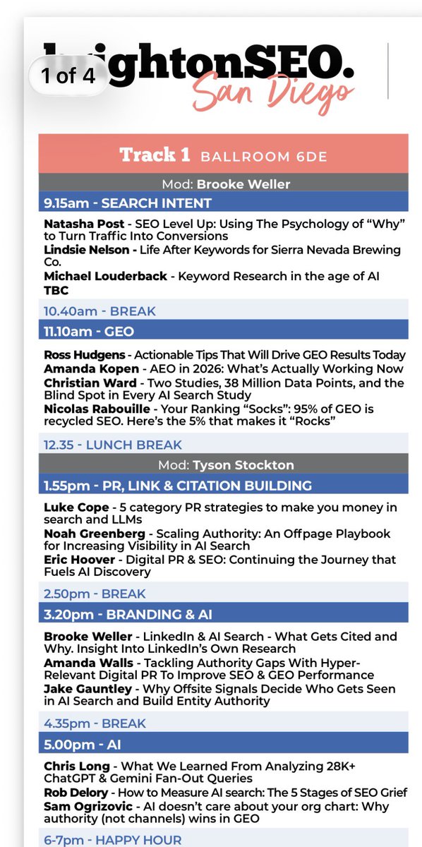 CarrieRosePR's tweet photo. If you're at Brighton SEO San Diego, you need to read this... 👇

3 years ago I attended the conference in the UK and spotted a guy on stage... 🎤 

I asked my team "who's that" they said Jake Gauntley, SEO/ organic director over at Kinesso 👀

I said "he's insane. Easily the best here this week. Incredible speaker. Super smart. 🧠

I said I wanna hire him. They said "nah good luck, he's worked at Kinesso & Reprise 12 years. He ain't leaving"

I wrote his name in my notes on my phone. 📲 

Today... over in the states ... Jake is standing on stage at BrightonSEO San Diego 
representing Rise at Seven. 

I hired him. 

I got lucky. 

Not only did Jake go on to marry an American woman and need a job, but he got in touch with us directly. 

Not only that but Phil my managing partner used to work with Jake - the squad is back together 🔥🔥🔥

He's been with me coming up to a year now and he's here delivering a talk that is next level.

He's showing you how SEO/ organic is everyone's job. And how to build a team, structure and process that builds #1 on LLMS and Google

The case studies are 🔥👀🫶 , genuinely NOONE is doing the actual work multi channel like us - the work is real life case studies from the last few months that him and my SEO, PR and social team have delivered out of our NY office.

10000% go see him!
Track 1
3:20 - branding & Al
Jake Gauntley

@brightonseo helped me not just find amazing talent, but get my brand infront of thousands across UK & US. And today I pass the reigns to Jake to take the stage for Rise at Seven