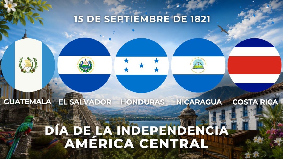 mae_rusia's tweet photo. El 15 de septiembre celebran el Día de la Independencia Guatemala, Honduras, El Salvador, Nicaragua y Costa Rica.

🇬🇹🇭🇳🇸🇻🇳🇮🇨🇷

🎉 En el día de la festividad común deseamos a los pueblos de los cinco Estados de #AméricaCentral paz, bienestar y prosperidad.

https://t.co/JABpIPunia https://t.co/v61qOTuVlF