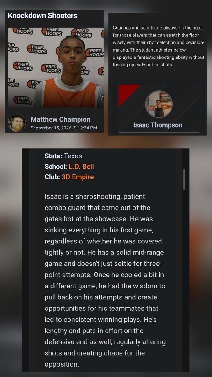 IsaacOT12's tweet photo. Thank you @MattChampionATX  for the write up from @PrepHoops
Showcase..

#3dempire 
#basketball

@3dHoopsAcademy
@BallNonStop_ 
@jayfrye 
@KevinOneEye 
@mosesk225 
@PrepHoopsTX 
@Uorangemen2 
@PaulMDaRealTalk 
@Gosset41 
@cpt_tatum
@th3scouting
@CoachEBOW https://t.co/LLdHPLyo3l