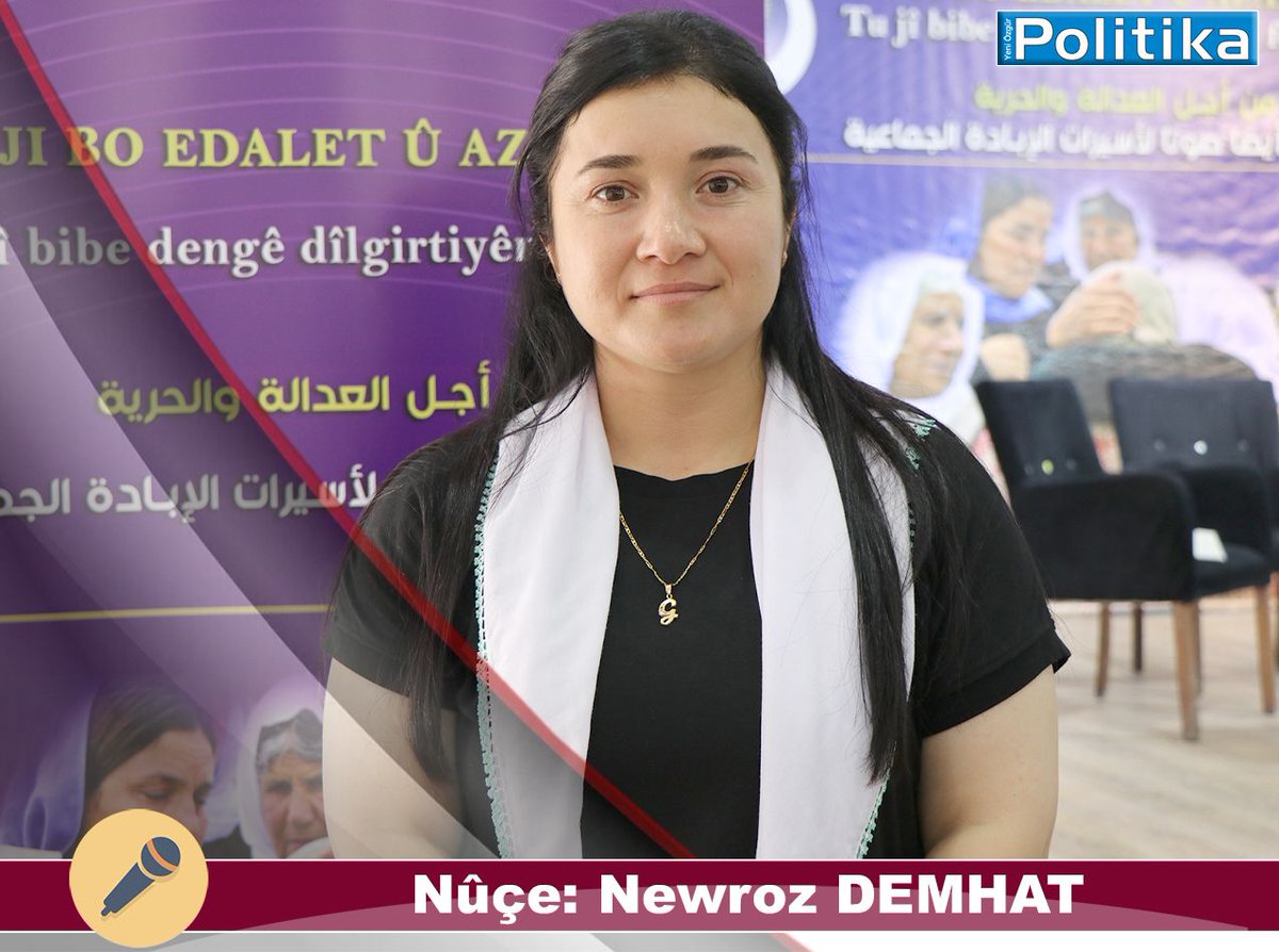 y_ozgurpolitika's tweet photo. 📌Li dij fermanê edalet bingeha pêşerojê ye

◾️Endama Akademiya Jineolojiyê ya Şengalê Cîhan Celo: Ji bo civaka Êzîdî edalet; yekane rêya veguherandina travmayê bo îradeyê û êşa rabirdûyê bo pêşerojeke ewle û azad e.

https://t.co/QLVJt8WvJy

Link: https://t.co/miecnTP0Bq https://t.co/HyBjPcRQxr