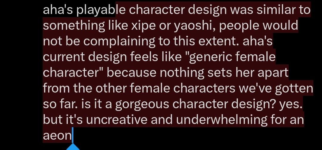 phaitaruren's tweet photo. @snwkura @BBG2069 most people are frustrated because aeons are supposed to be eldritch gods, turning aha into a conventional humanoid character (not to mention the new design is very similar to sparxie) is disappointing, the backlash would still be here if aha was a male character. if aha's https://t.co/Rjx2uvskdr