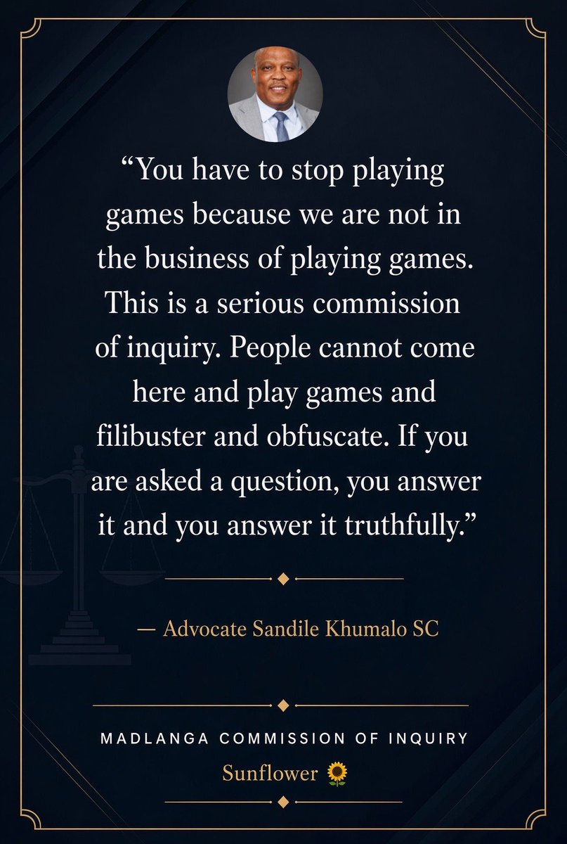 Sunflowerreal's tweet photo. Advocate Khumalo once said this to Julius Mkhwanazi and since then he has been in court every week 😭😭.
#Madlangacommission https://t.co/YVCk5lNtIM