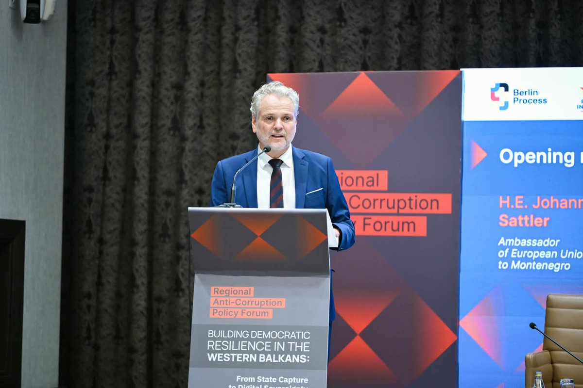 josattler's tweet photo. Važna diskusija jutros na @CeMI_ME @SELDI_Network konferenciji u Podgorici. Snažne institucije i vladavina prava najbolja su zaštita od korupcije i geopolitičkih pritisaka. 🇲🇪 🇪🇺 https://t.co/JIkfbt9OPm