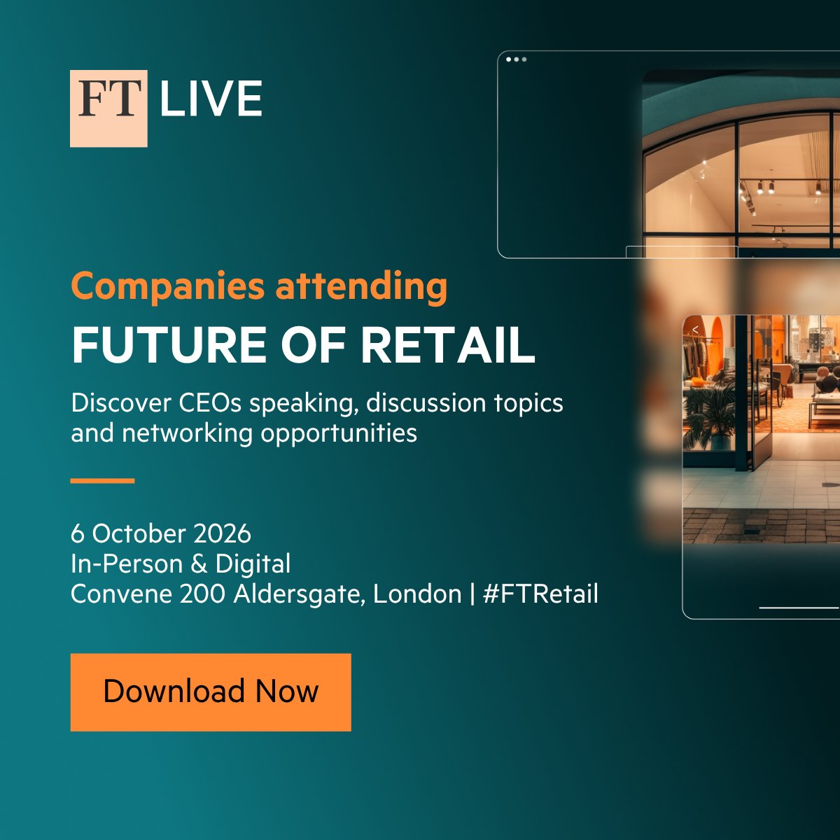 RTIH_RetailTech's tweet photo. Join the @ftlive Future of Retail Summit, where we gather the most influential players in the European retail sector to connect and discuss AI and automation, cybersecurity, and social commerce. See the companies already confirmed to attend: https://t.co/AZ8BmIqHDQ https://t.co/A5kuGpANoj