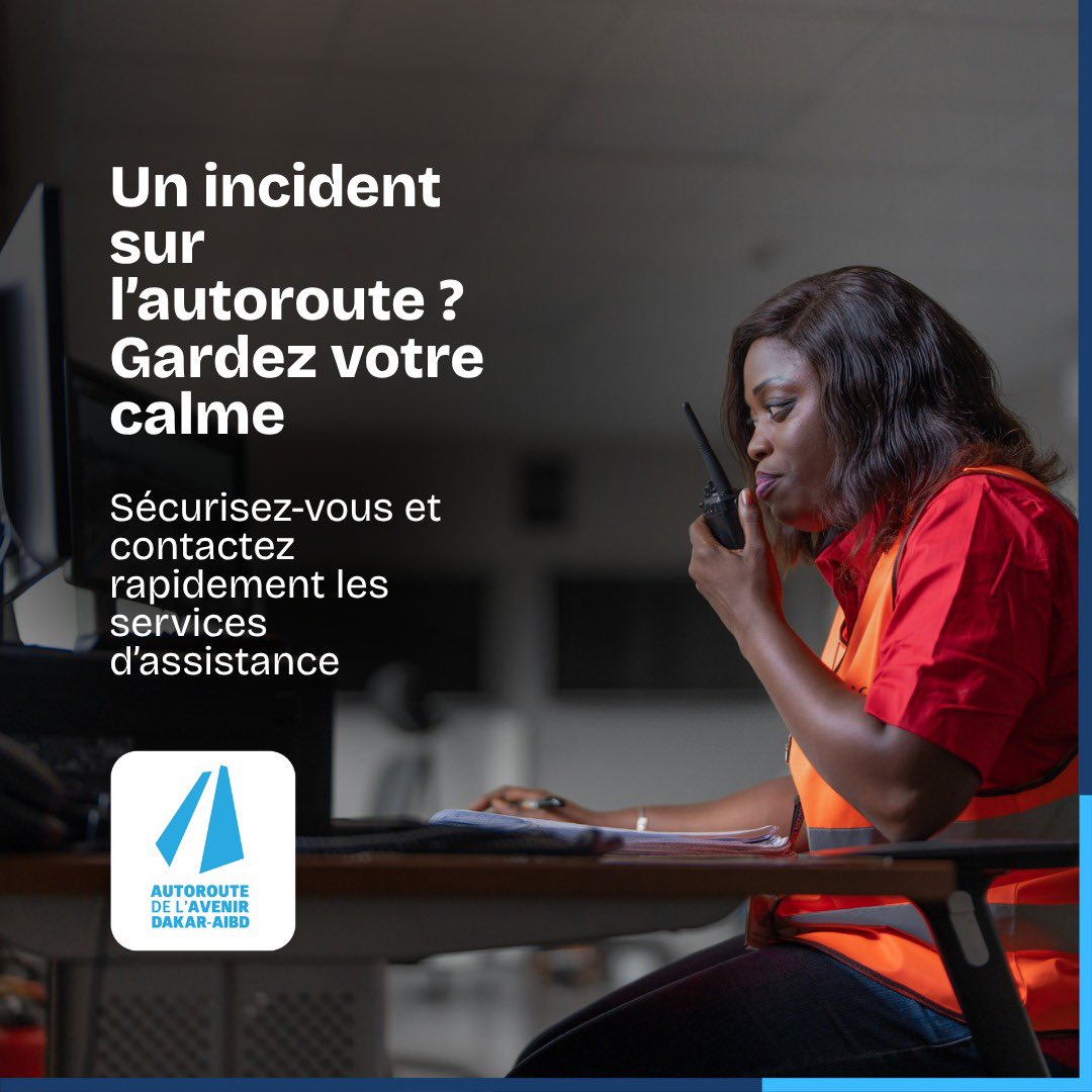 autorouteavenir's tweet photo. Panne, accident ou incident sur l’Autoroute de l’Avenir ?
Adoptez les bons réflexes : feux de détresse, BAU si possible, mise à l’abri derrière la glissière.
800 00 20 39, assistance 24h/24, 7j/7.
Utilisez aussi le SOS Remorquage de Sunu Autoroute.
#SECAA #AutorouteDeLAvenir https://t.co/Gtt7IZ8MHY