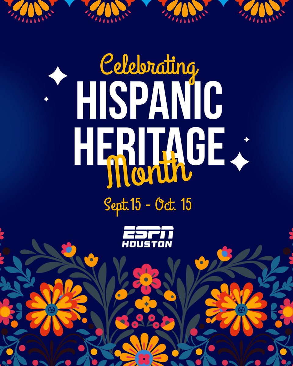 espn975's tweet photo. ESPN Houston is proud to celebrate #HispanicHeritageMonth! ❤️ 

 Celebrating our culture, our roots and the people who make our community stronger. ✨

 #HHM #ESPNHouston #Houston #Sportsradio https://t.co/VI6mP1u0Qe