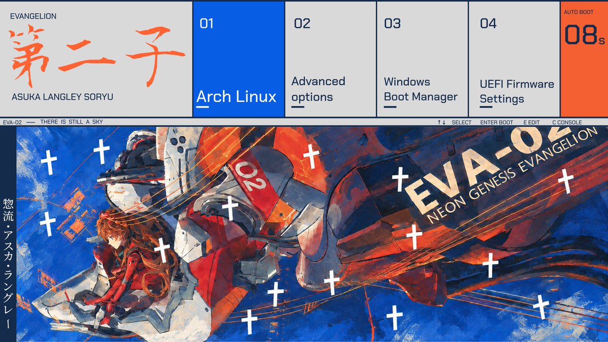 Aleph1_9012's tweet photo. Final Release of Evangelion grub themes 

You can try the themes here: https://t.co/cWuVYthQYr https://t.co/VyLKb9bn5X