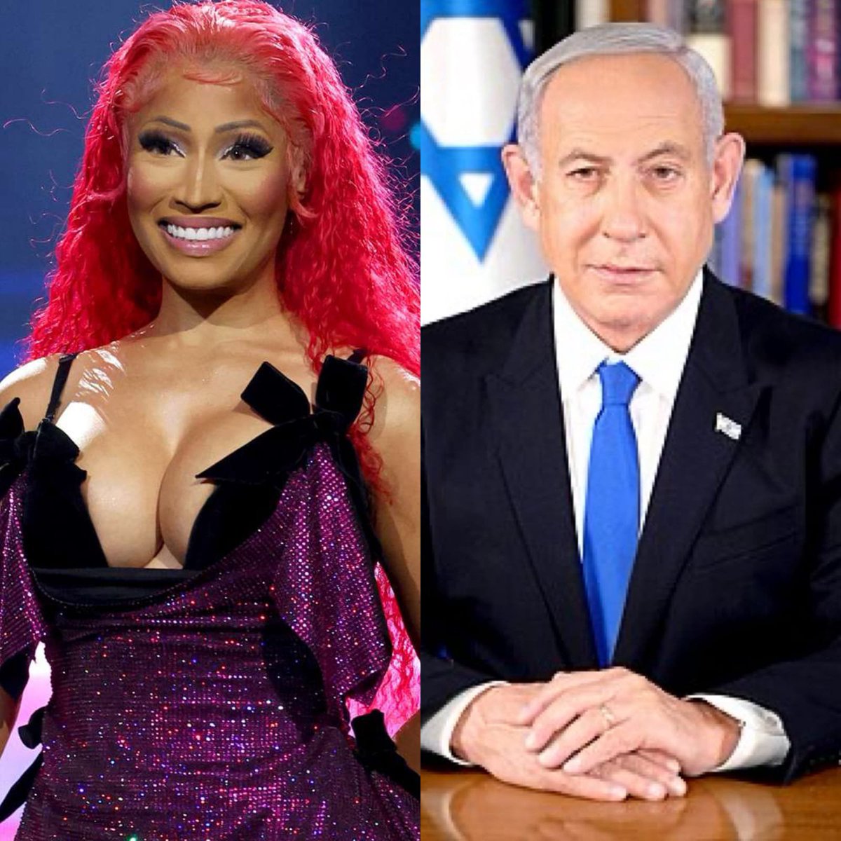 ThePopStuff's tweet photo. Nicki Minaj has recently followed Israeli Prime Minister Benjamin Netanyahu on X/Twitter.

The 43-year-old rapper has also been publicly showing her love and support for Donald Trump for nearly a year. https://t.co/SmTURfgz00