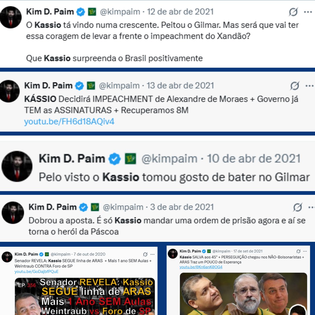 allandospanos's tweet photo. Recordar é viver!

"Que Kassio surpreenda o Brasil positivamente."

"Kassio decidirá o impeachment de Moraes."

"Kassio tomou gosto em bater no Gilmar."

"Kassio herói."

Continuem confiando nos porta-vozes da família santa! kkkkkkkkkkkkkkkkkkkkkkk https://t.co/3dChDenAWY