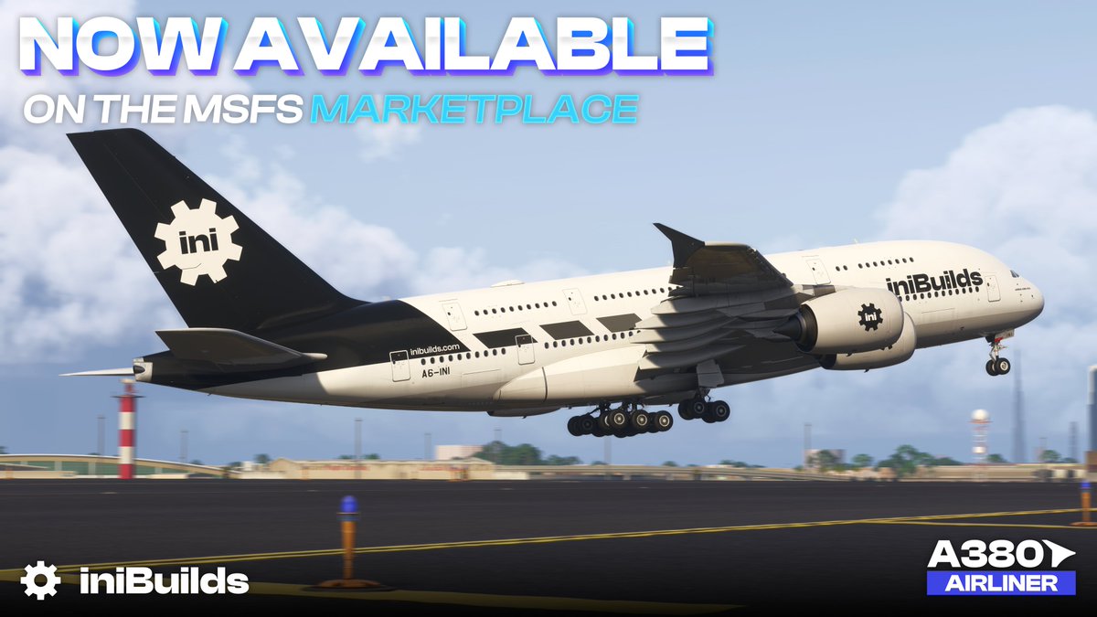 iniBuilds's tweet photo. iniBuilds A380 Airliner Out Now! 🥳 ✈️

The wait is finally over, the iniBuilds A380 Airliner is now available on the @MSFSofficial  2024 Marketplace! 

📋 A380 FAQ https://t.co/9ESsp8d0WS
🛫 A380 Store Page
https://t.co/AGp4MIxLf6

🎥 RELEASE TRAILER https://t.co/BfKyDplv8W https://t.co/Wwnw4CVH2A