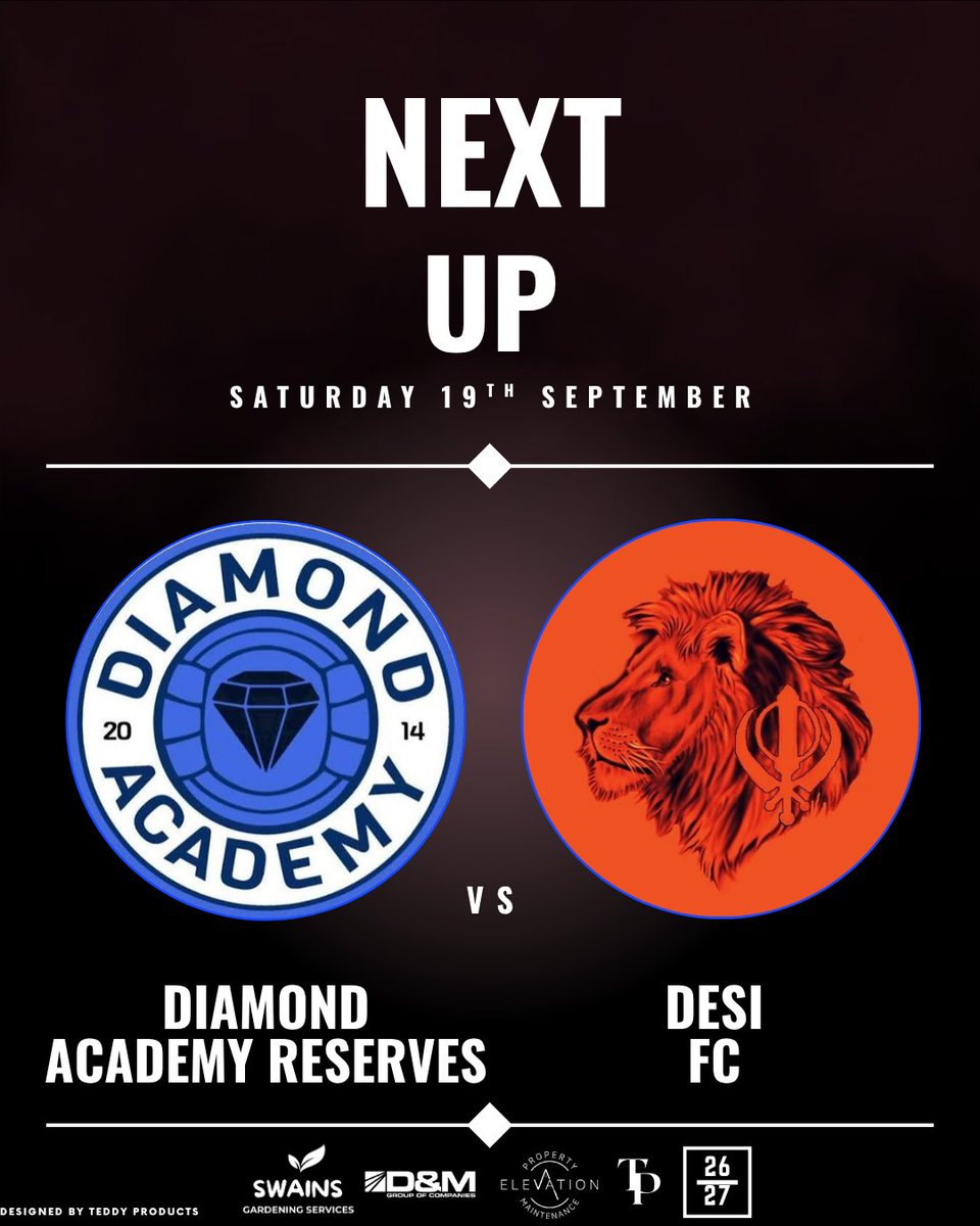 DiamondAcaFC's tweet photo. Next up, our reserves take on Desi FC on Saturday 19th September! https://t.co/Os4ksoa6t7