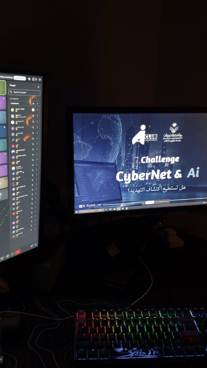 ligc1234's tweet photo. CyberNet &amp; Ai 

تشرفت جدا  بتقديم عرض الفعالية الخفيفة والمشوقة لما قبل الدورة الحقيقية 🙏

ولا ننسى بالذكر قيادة وإدارة النادي واعضائه @AICLUB_NU لكم جزيل الشكر لجميع من شارك وحضر 

@AICLUB_NU  Always the Best 🔥 https://t.co/2aV7j52yhy