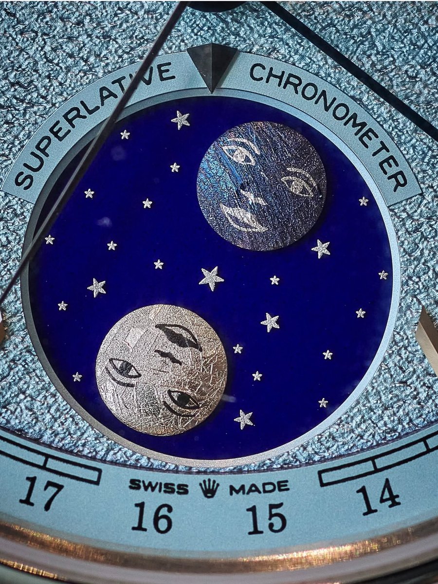 Rolexclocks's tweet photo. New Release: Rolex Perpetual Padellone with a new calibre 7190 and an astronomical moon phase. https://t.co/Oabd83Cniw