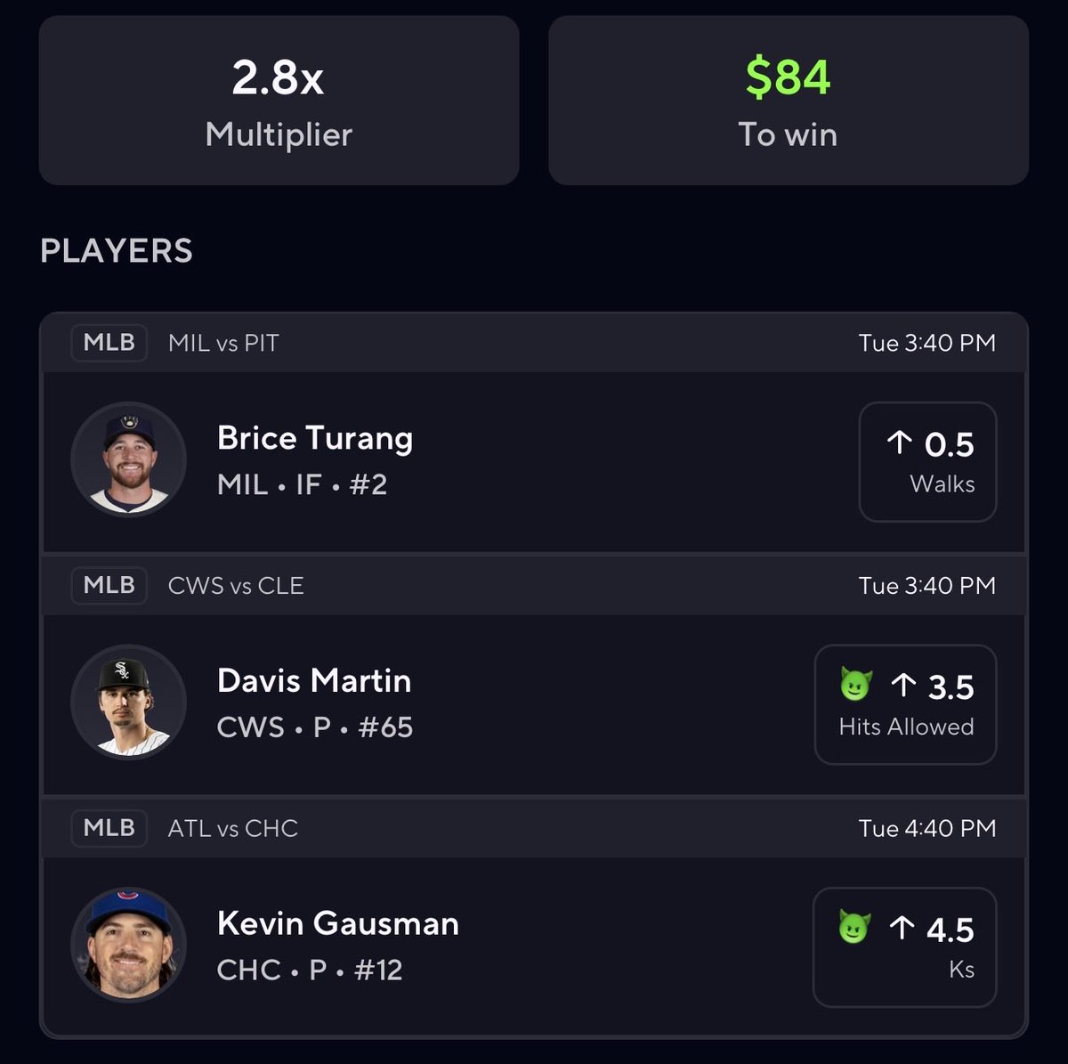 Cash_Out_DFS's tweet photo. ⚾️ M L B ⚾️

$30 —> $84
#GamblingX | #Playerprops | #MLB | #AlternateLines | #DFS https://t.co/r6IgNFsLqp