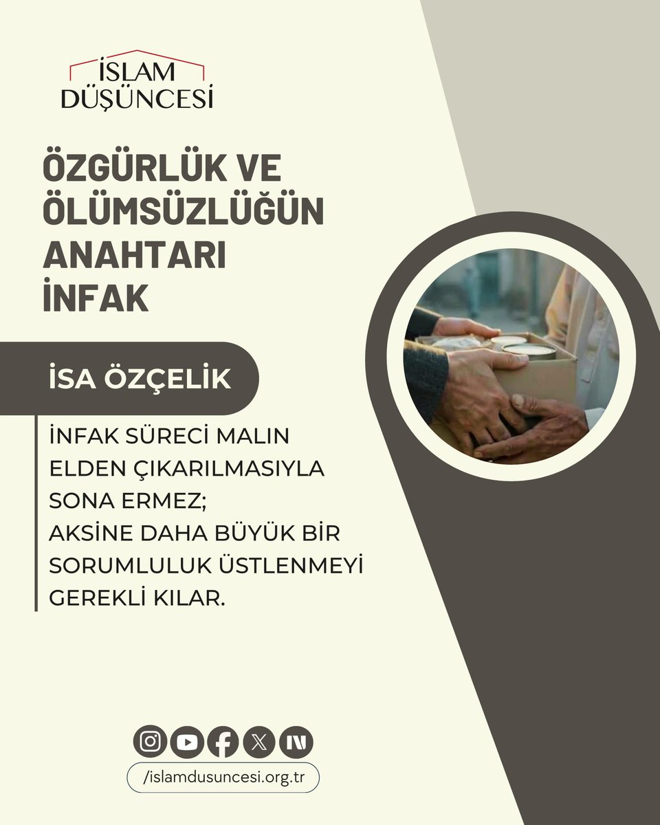 islamdusuncesi_'s tweet photo. ✏️İsa Özçelik yazdı:

Özgürlük ve Ölümsüzlüğün Anahtarı  İnfak

https://t.co/ex8TaoYZc0

❝İnfak süreci malın elden çıkarılmasıyla sona ermez; aksine daha büyük bir sorumluluk üstlenmeyi gerekli kılar.❞ https://t.co/G2XB9HzCN8