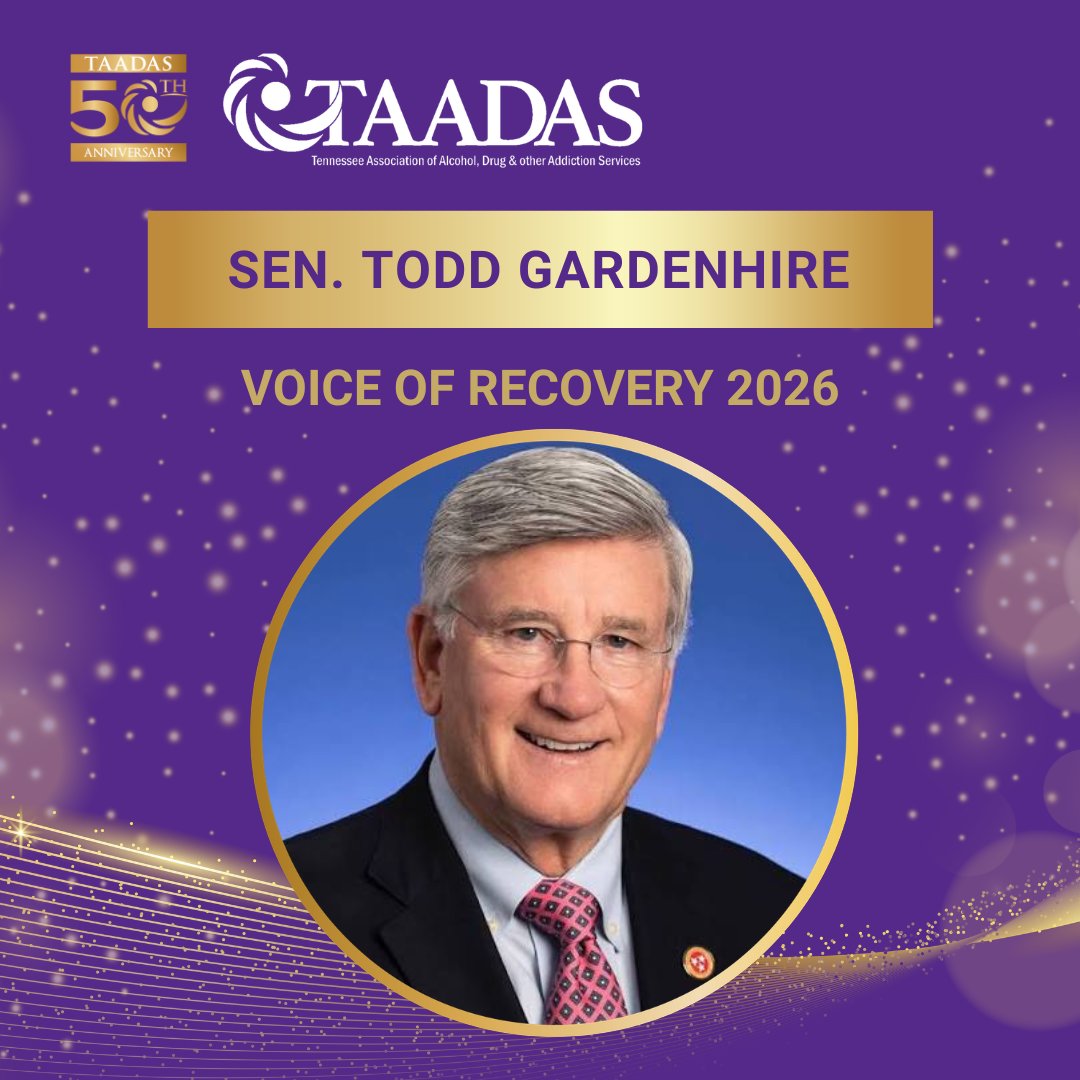 TAADAS_MEDIA's tweet photo. TAADAS honors Sen. Todd Gardenhire as our 2026 Voice of Recovery Award winner. We appreciate his efforts to sponsor and pass legislation banning kratom in our state - a priority for TAADAS during the legislative session. Thank you, Senator! https://t.co/ct5Hp3Dzmv