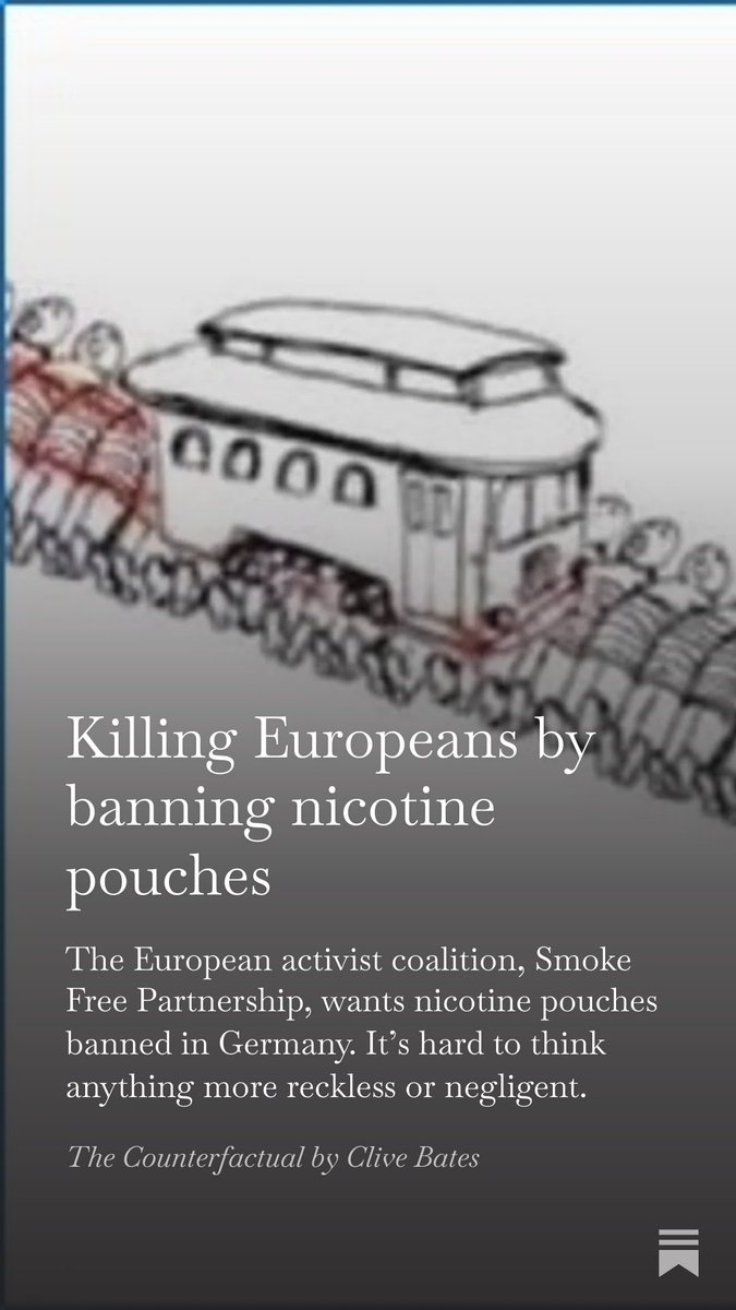 Clive_Bates's tweet photo. I can't believe that the finest minds in European tobacco control have concluded that the right thing to do is to ban nicotine pouches in Germany, home to 17-23 million smokers and almost one third of the EU's smoking mortality burden.
New Substack: https://t.co/f2iY3qCCCT https://t.co/3wPZTE9lGb
