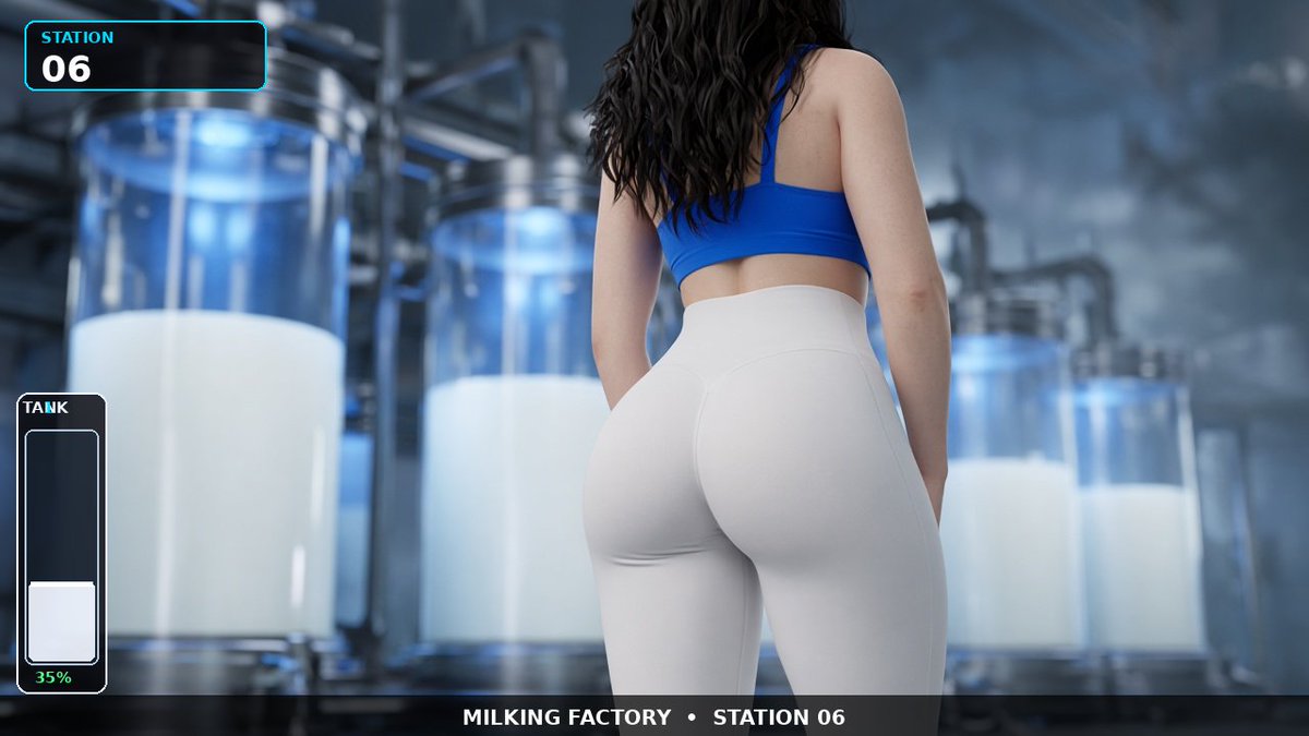 RedBean124282's tweet photo. Station 06.

Electric blue shift.
Tank 1 at 35%.

Late morning fill.
She's still collecting.

#AIArt #NSFW #milking https://t.co/r83kexvZXK