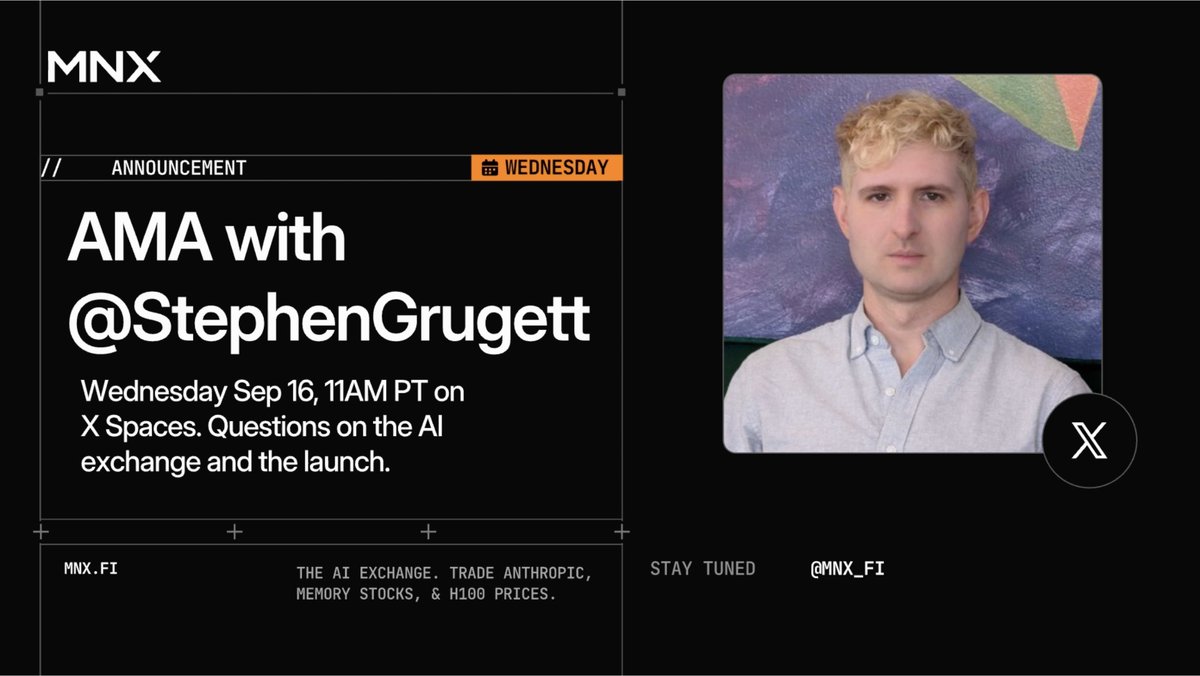 MNX_fi's tweet photo. Join @StephenGrugett, CEO of MNX, for an AMA tomorrow at 11AM PST / 1PM ET.

What do you want to know before our launch? Drop your questions below. https://t.co/F4S0aWl8wY
